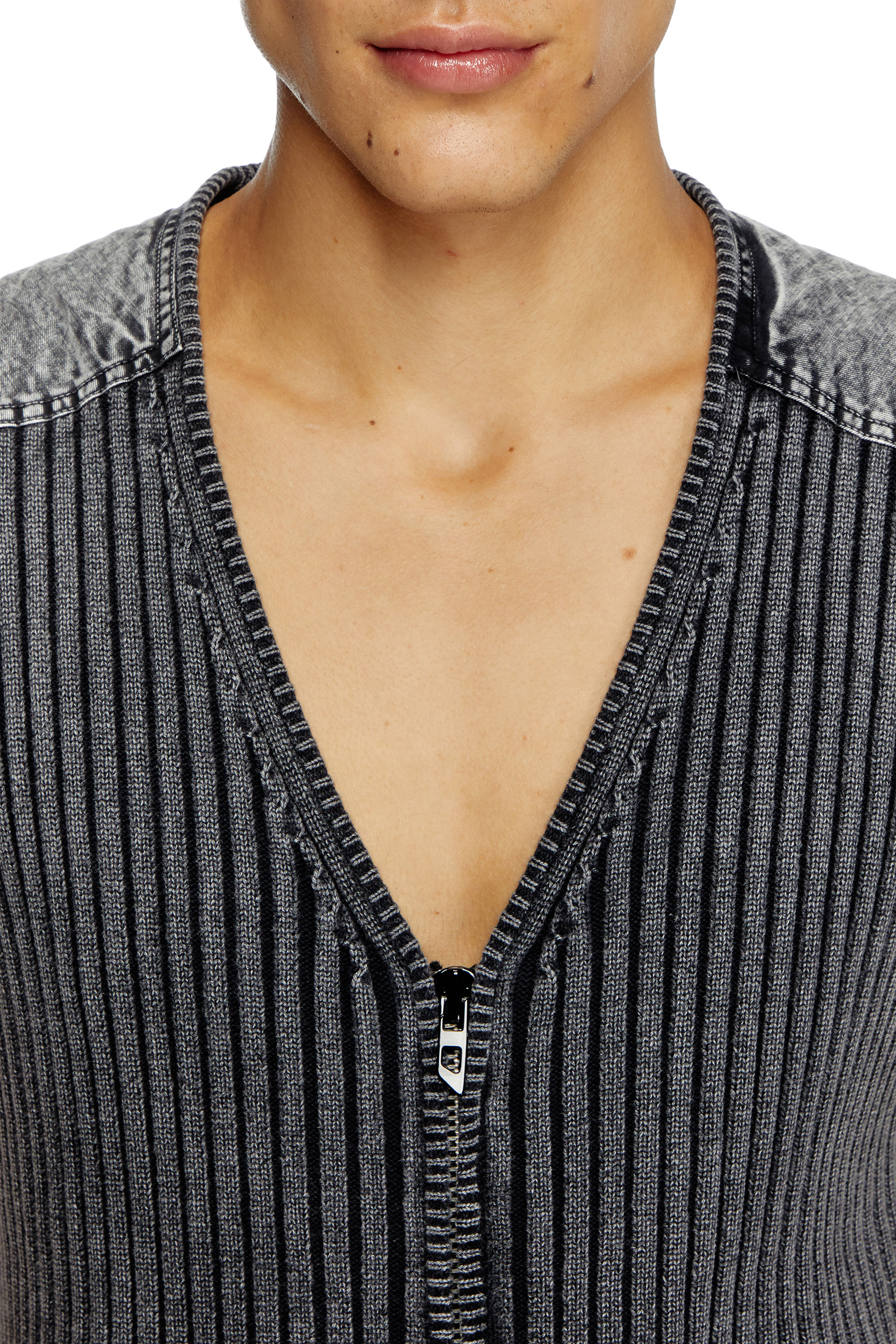 Diesel - K-MARGIE, Male's ジップアップベスト in ダークグレー - 4