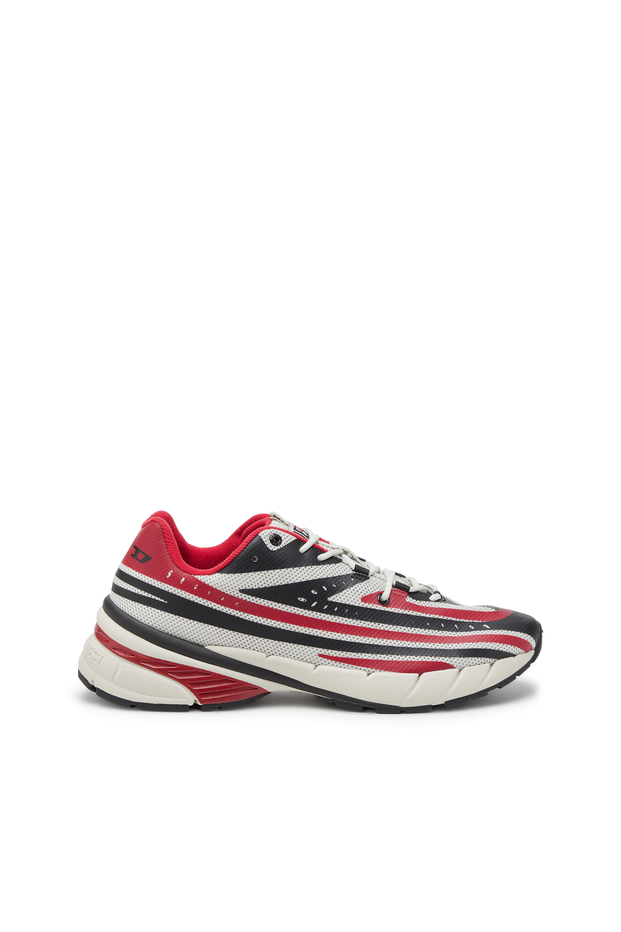 Diesel - D-AIRSPEED LOW, Male's D-Airspeed Low-Striped sneakers in coated mesh in ブラック/レッド - 1