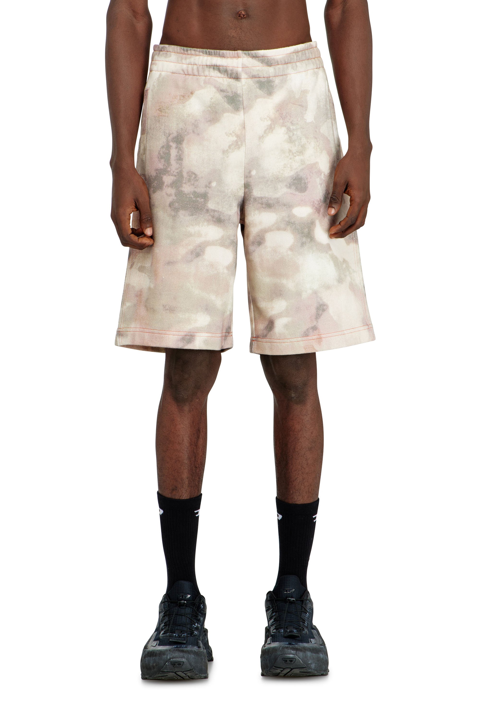Diesel - P-CRONE-V1, Male's Sweat shorts with camo digital print in ベージュ/ブラウン - 1