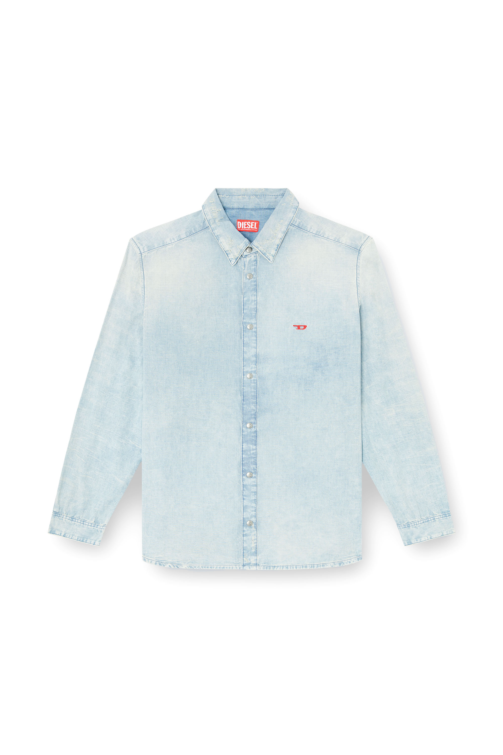Diesel - D-SIMPLY, Male's Shirt in bleach-effect denim in ライトブルー - 3