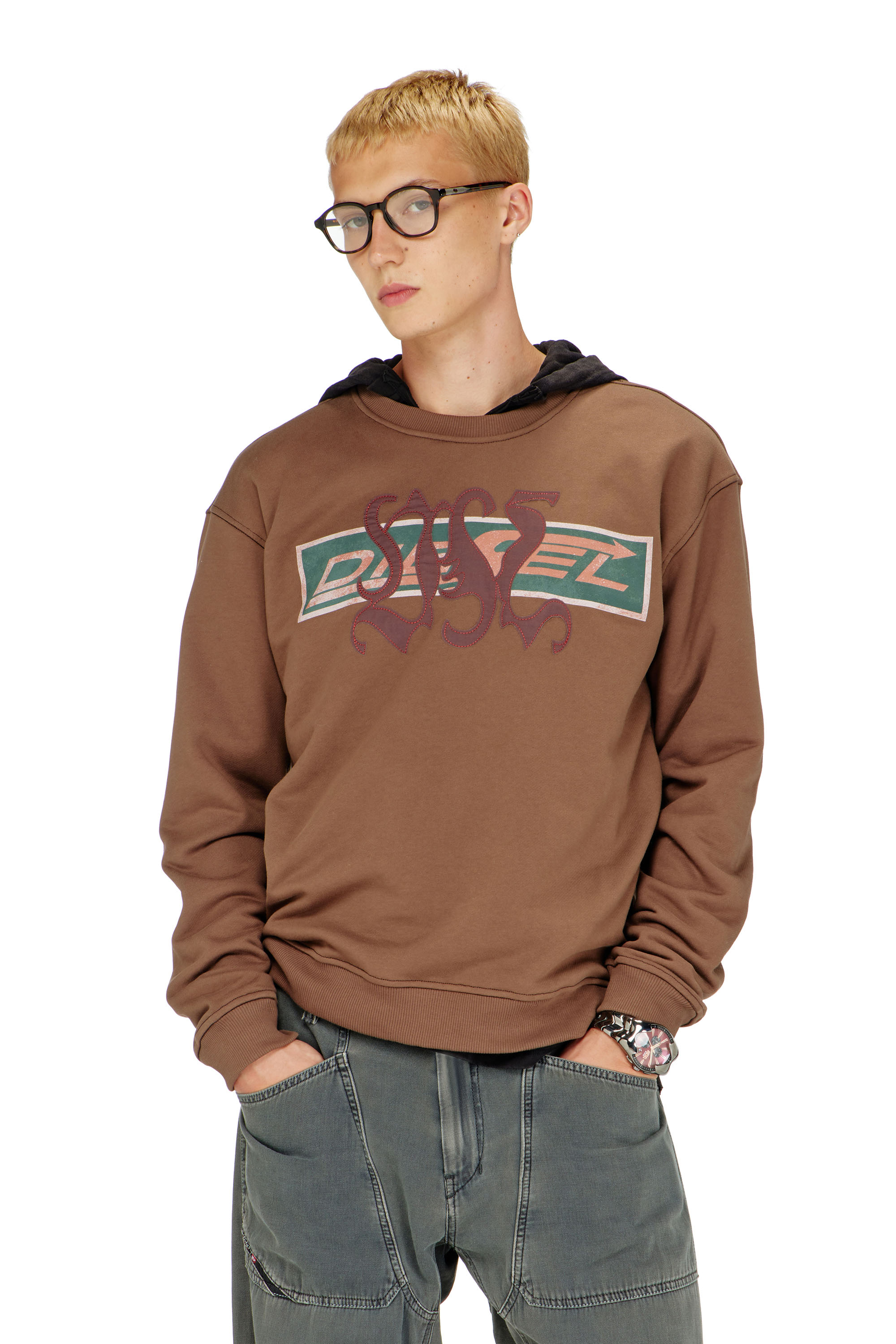 Diesel - S-NORM-AA6, Male's プルオーバースウェット in ブラウン - 2