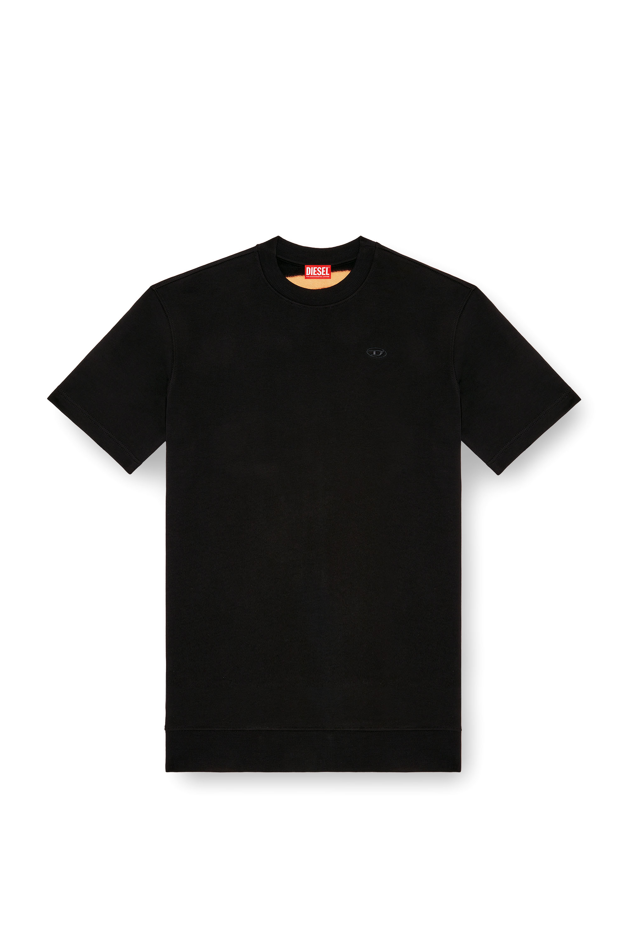 Diesel - S-COOLING-Q1, Male's Baggy T-shirt with fiery Oval D print in ブラック/オレンジ - 3