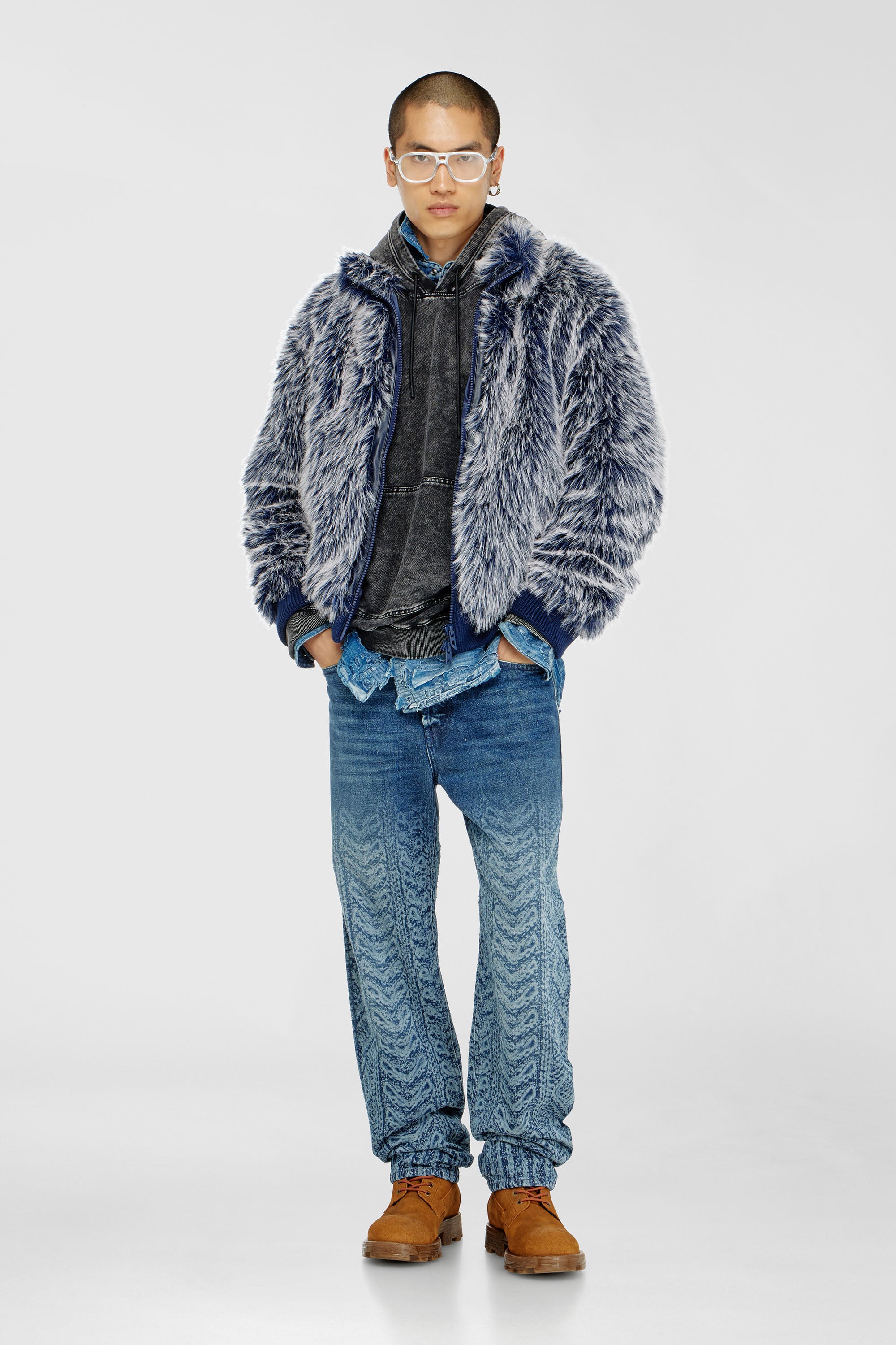 Diesel - S-BOXT-HOOD-TUK, Male's プルオーバーパーカー in ダークグレー - 2