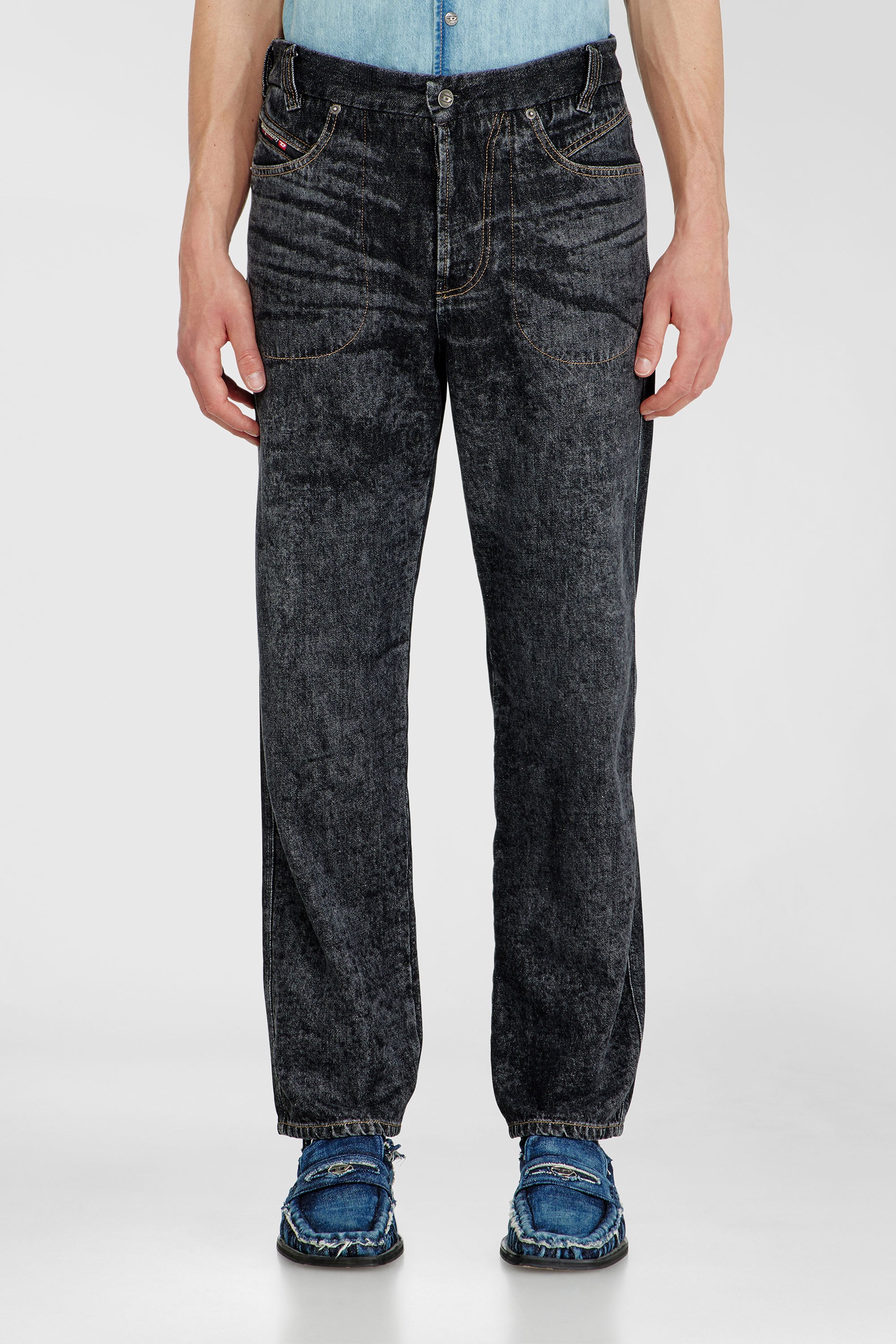 Diesel - Male's Relaxed Jeans D-Marcus 09Q24, ブラック/ダークグレー - 1