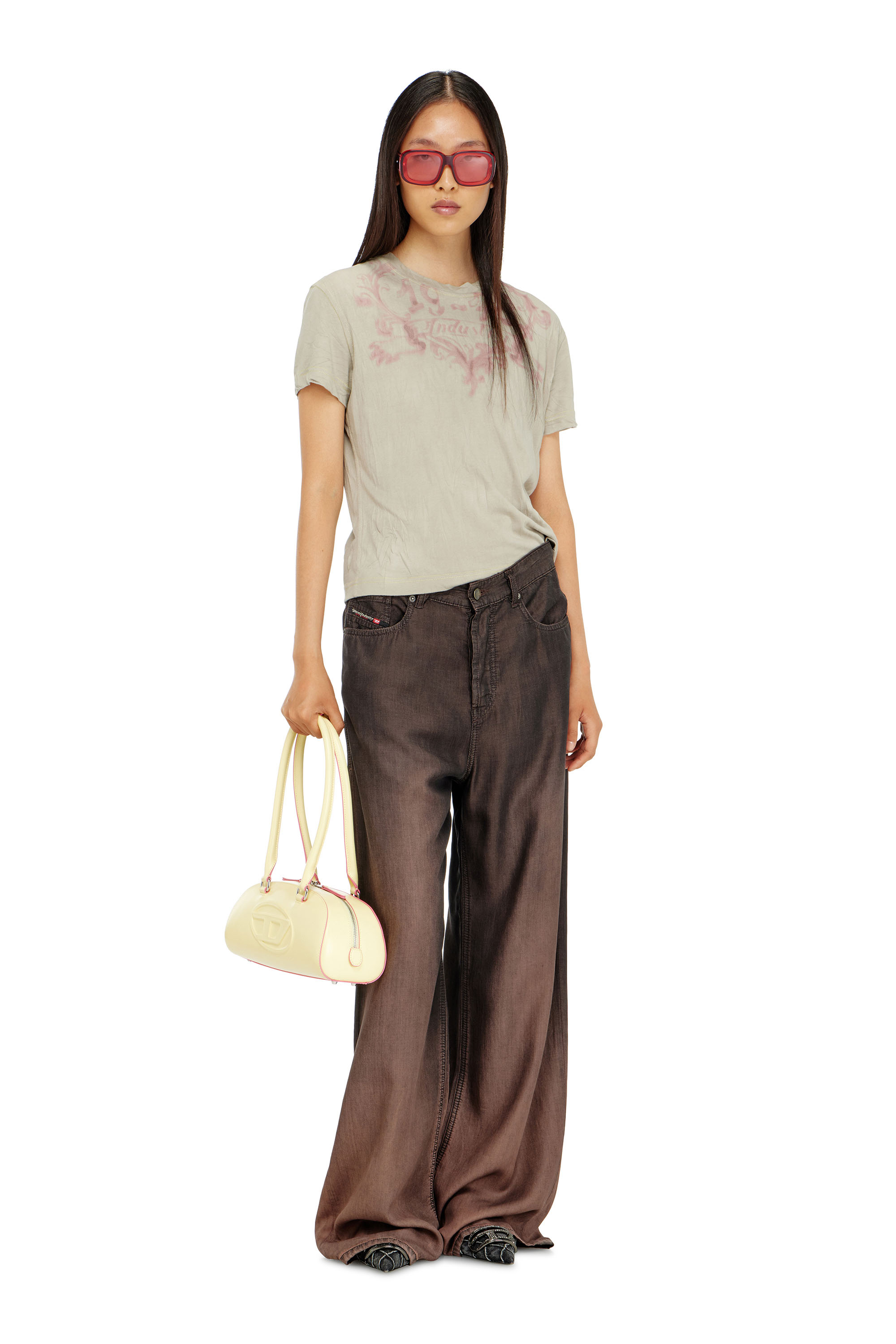 Diesel - T-ILA-AA5, Female's Tシャツ in ベージュ/ピンク - 2