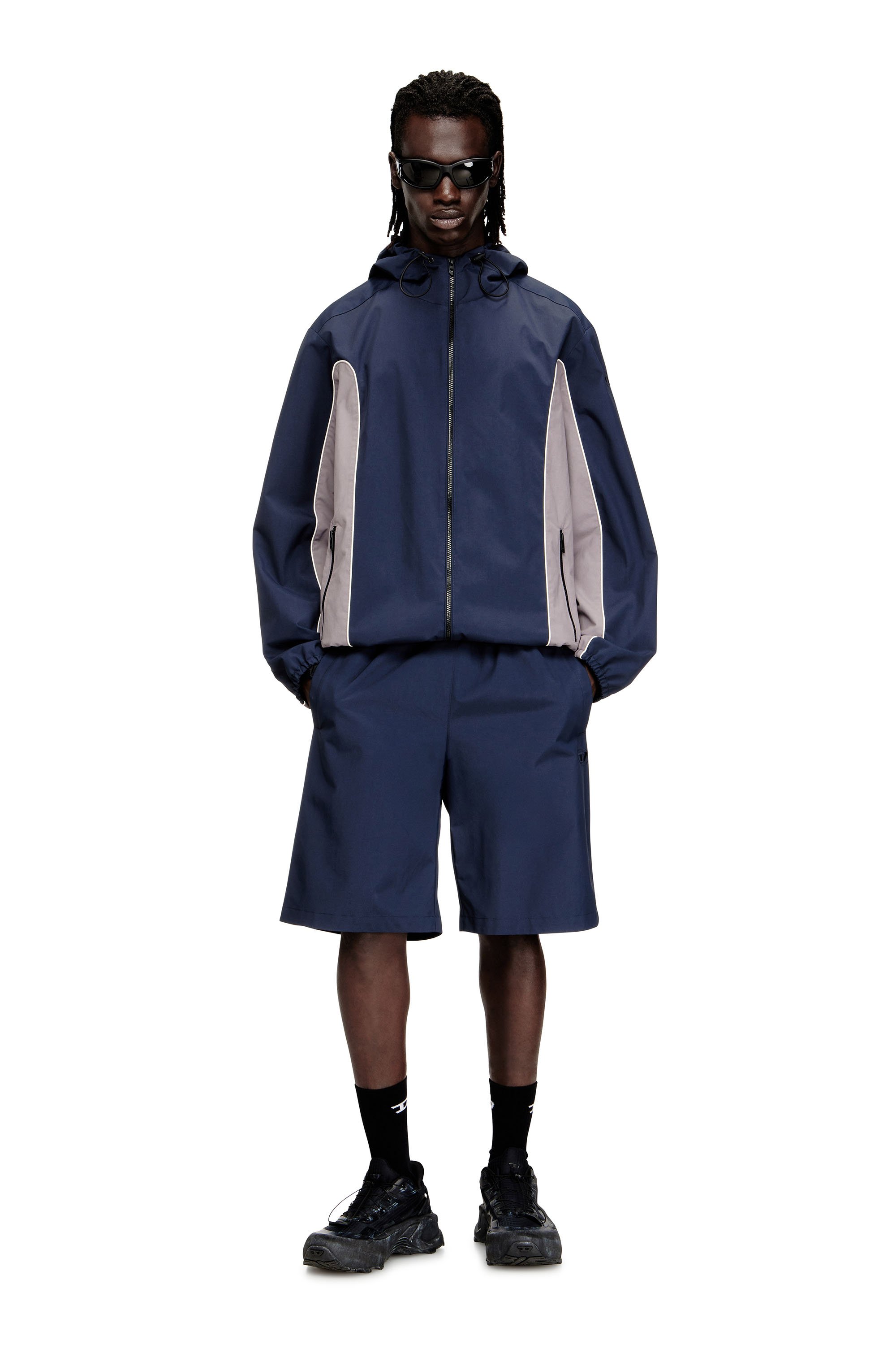 Diesel - J-HIVES-DGAM, Male's フード付きジャケット in ブルー/グレー - 2