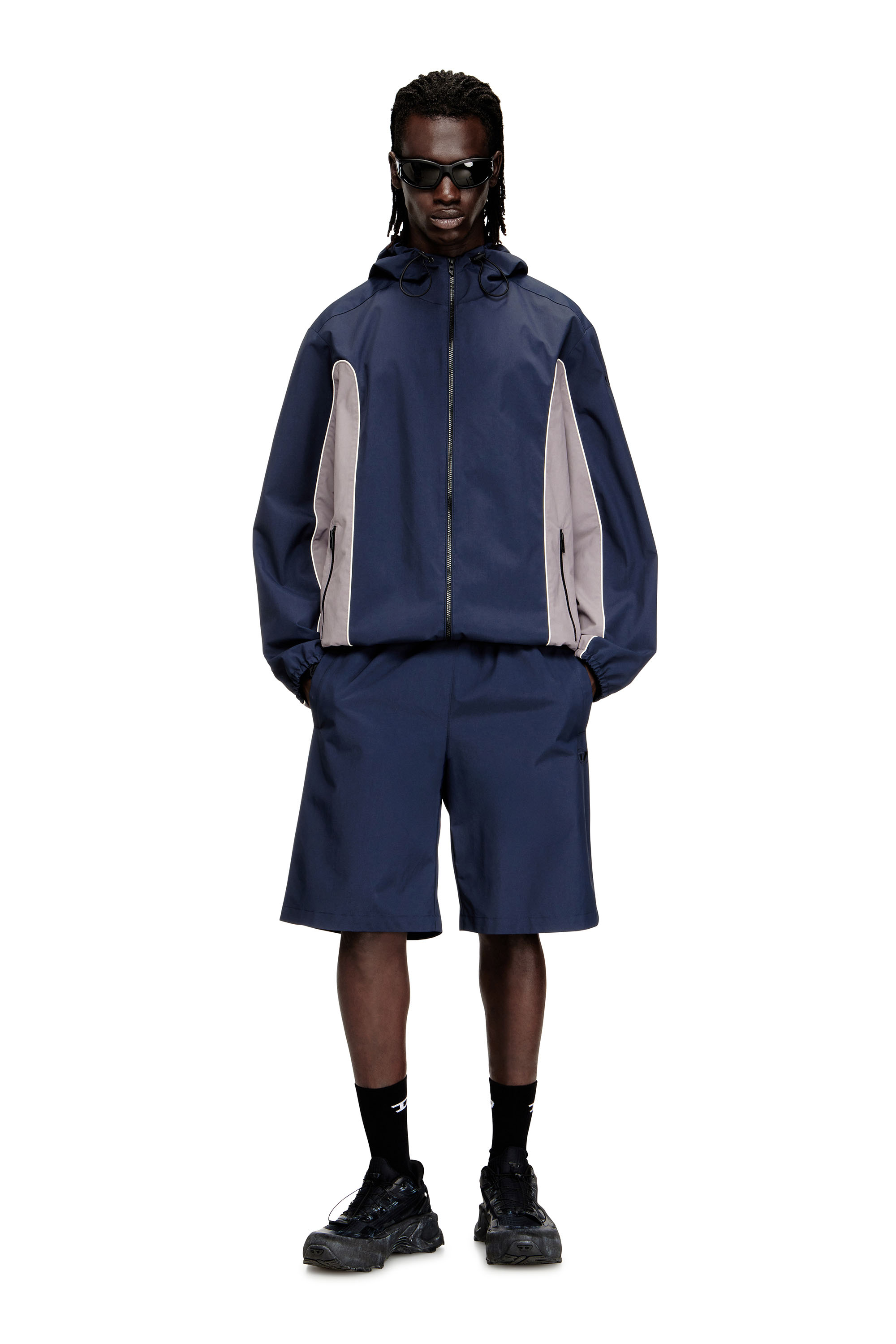 Diesel - J-HIVES-DGAM, Male's フード付きジャケット in ブルー/グレー - 1