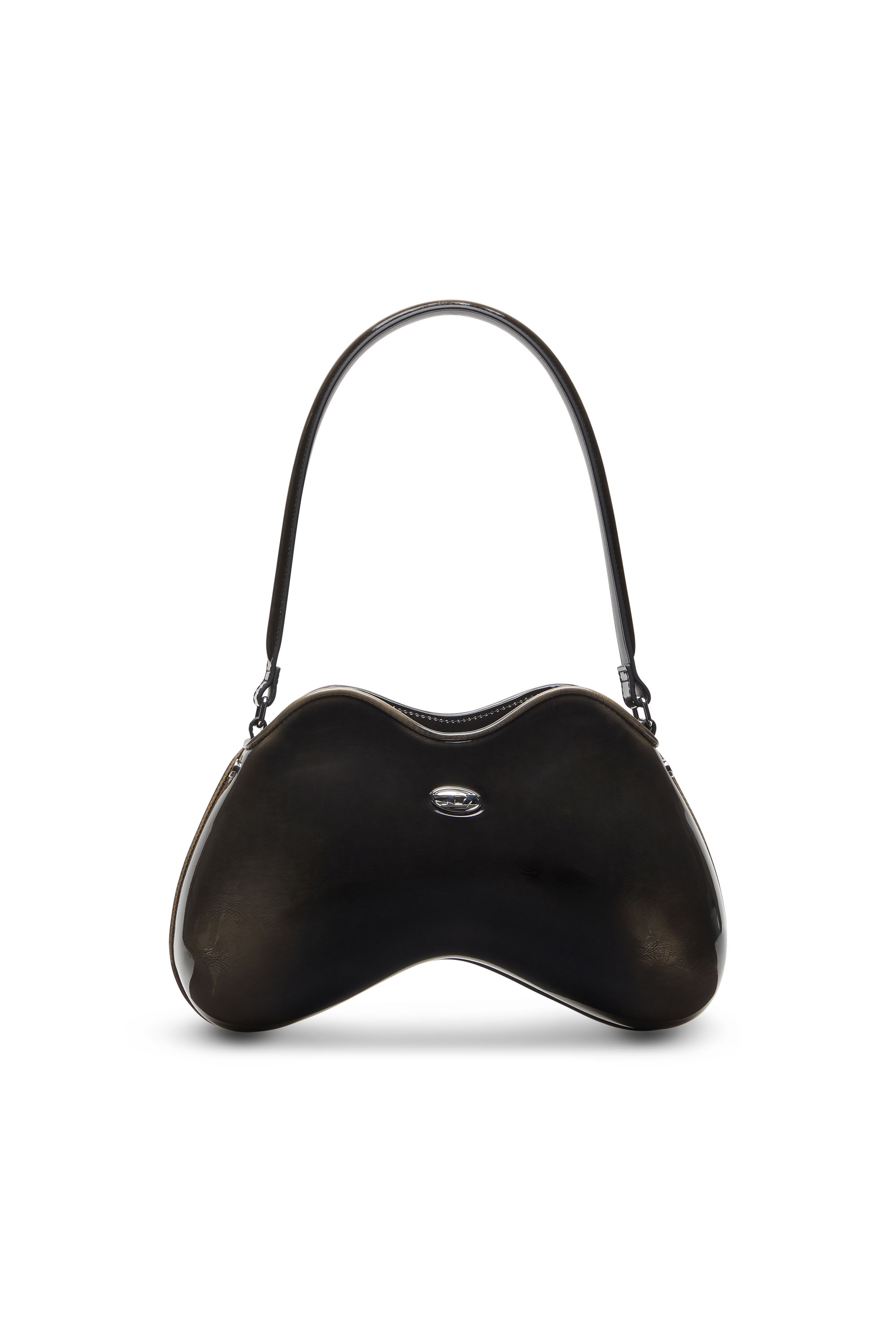 Diesel - DOUBLE-D SHOULDER, Female's Double-D-Rigid shoulder bag in dégradé glossy PU in ブラック/ブロンズ - 1