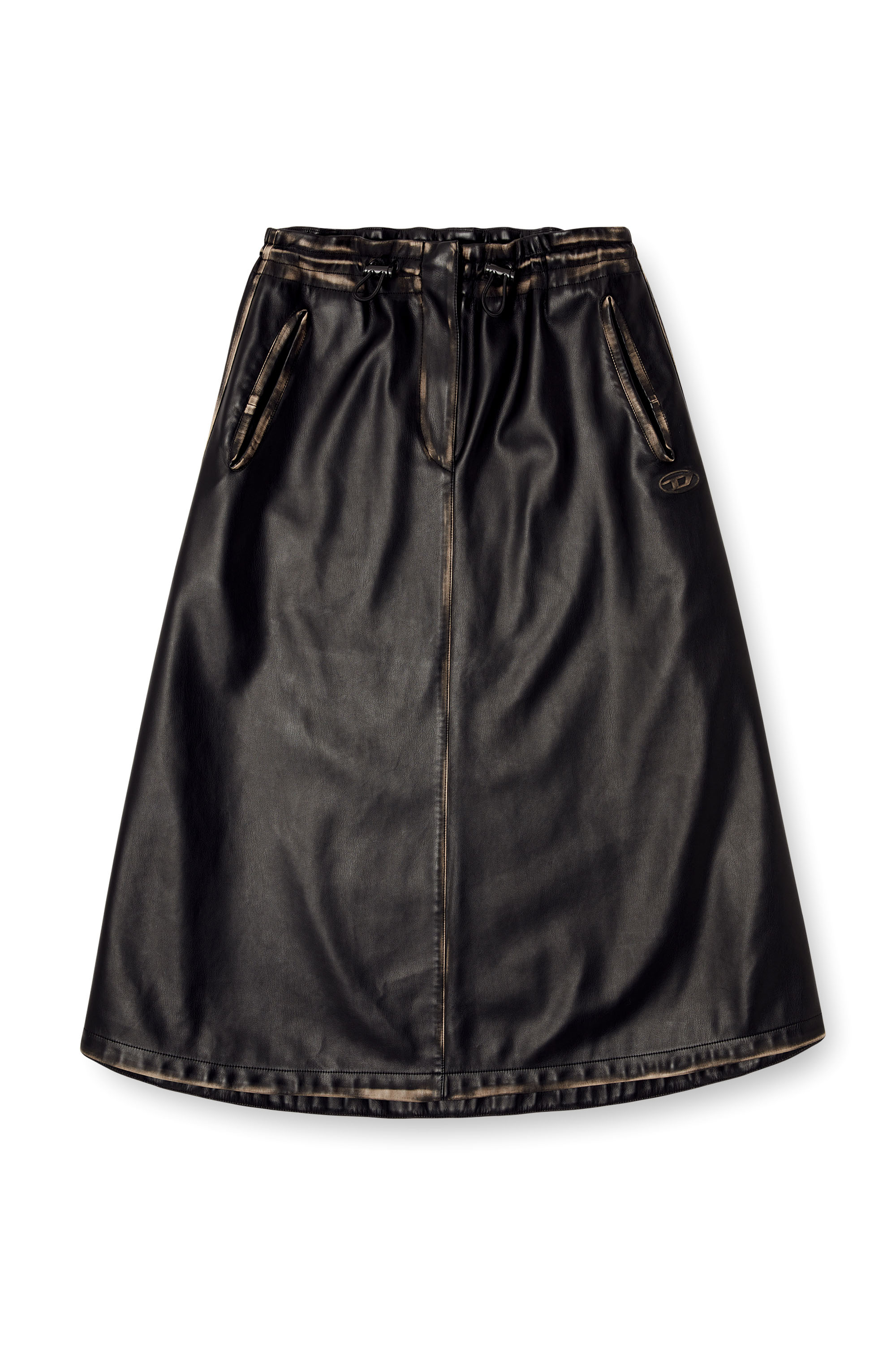 Diesel - O-BLIVION, Female's Skirt in treated technical fabric in ブラック/ブラウン - 3