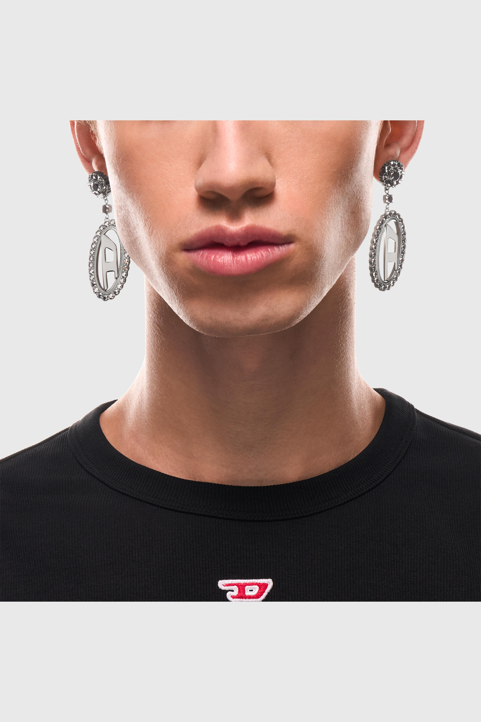 DX1751040 Stainless steel pave drop earrings｜シルバー｜ウィメンズ