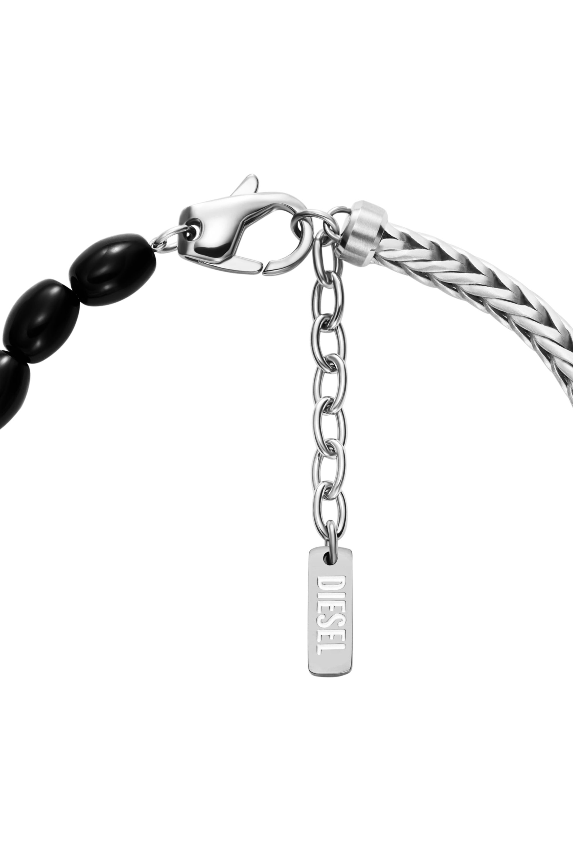 Diesel - DX1714040, Unisex's Black Agate Beaded Bracelet in シルバー/ブラック - 2