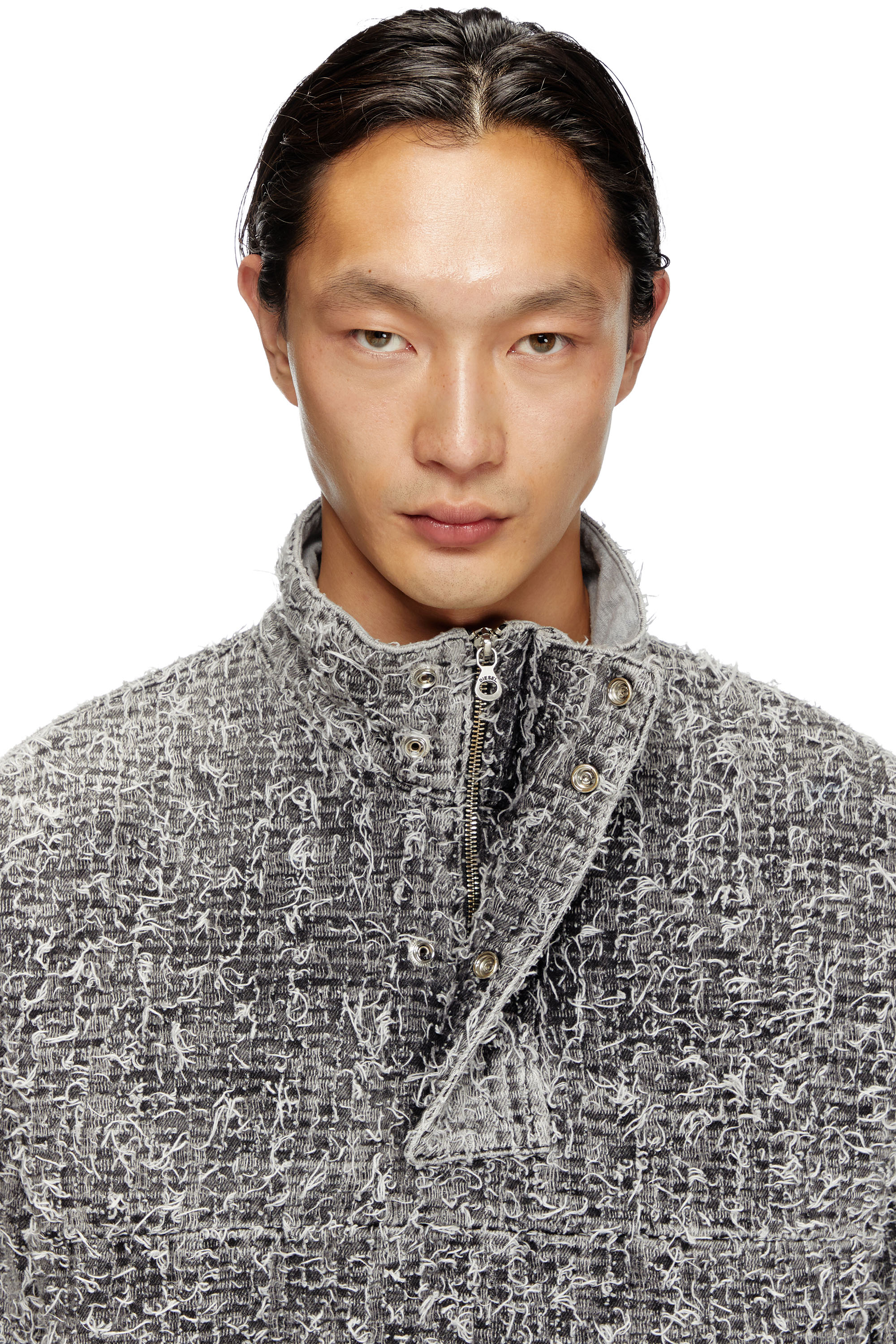 Diesel - D-FLOW-S2, Unisex's Pullover jacket in bouclé denim in グレー - 5