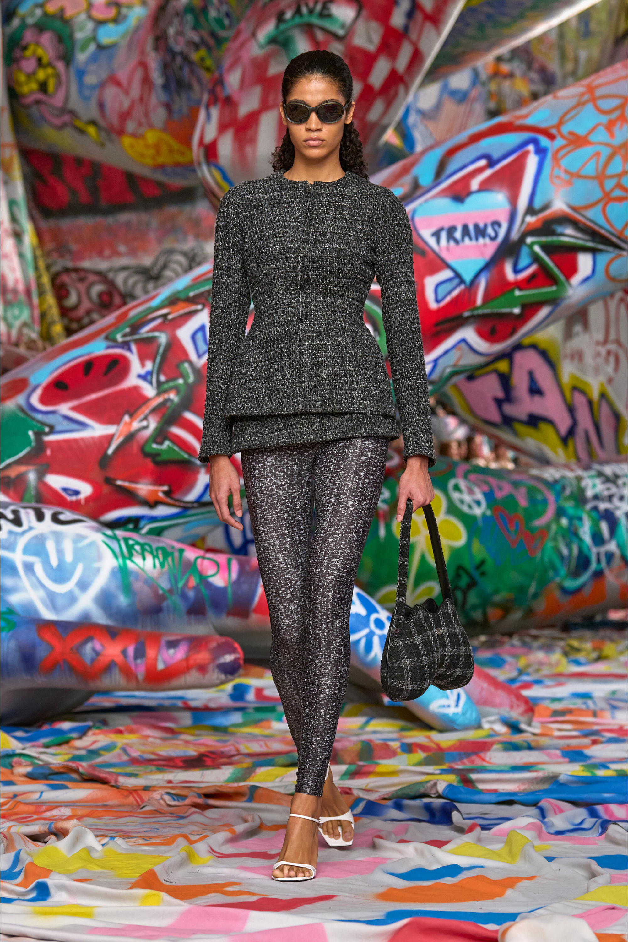 Diesel - P-HOUR, Female's Bouclé skirt with leggings in ブラック - 6