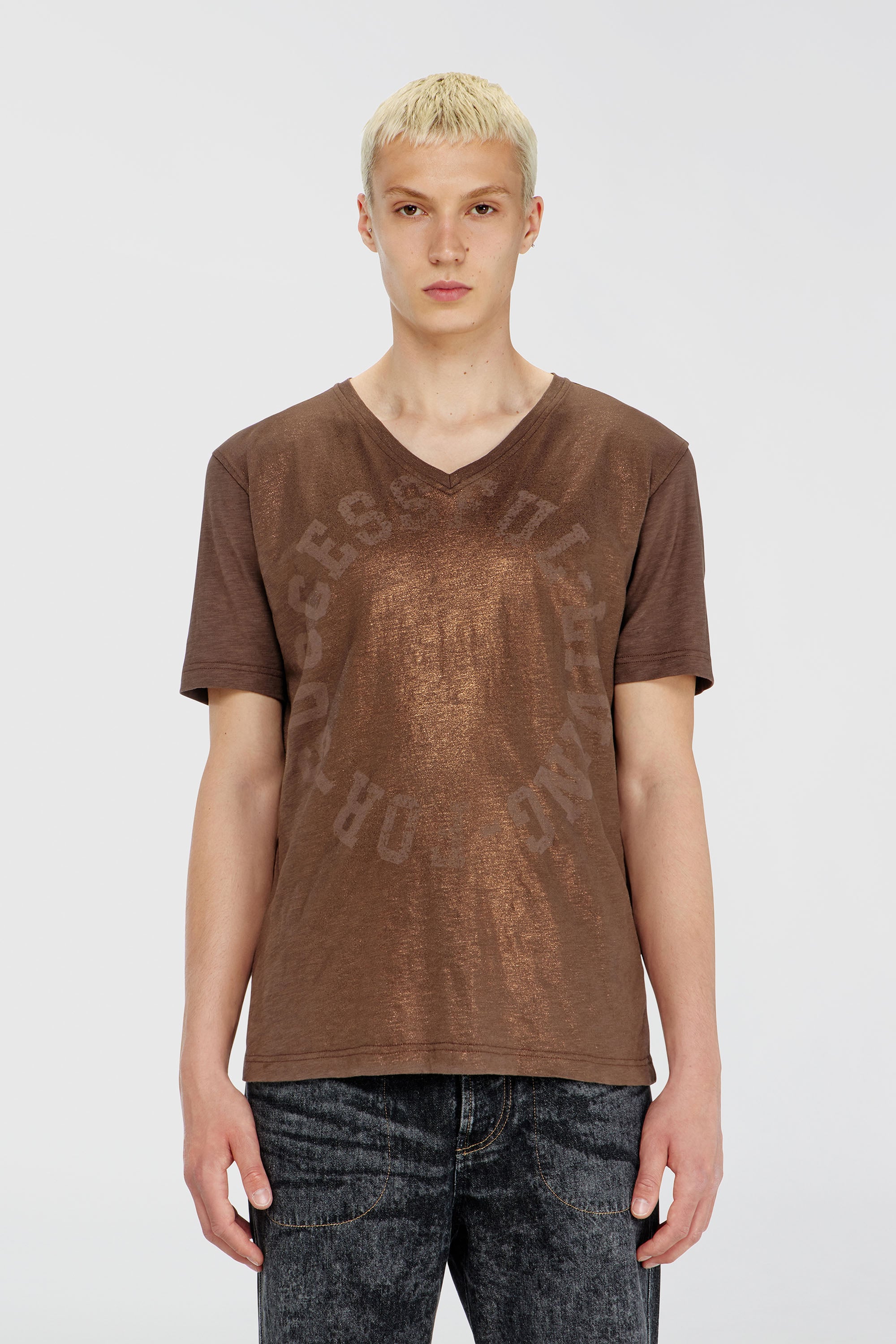 Diesel - T-ANSY-V, Male's Tシャツ in ブラウン - 1