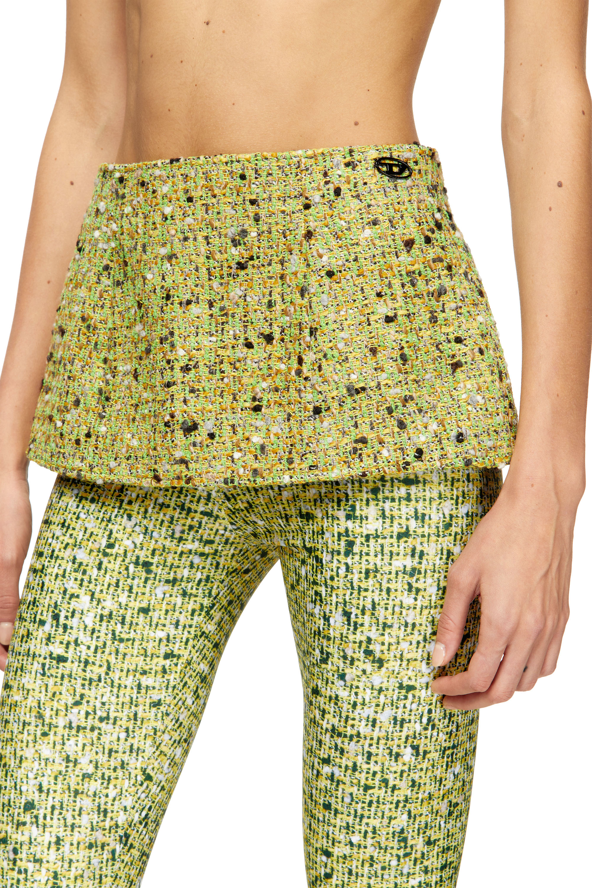 Diesel - P-HOUR-MIX, Female's Bouclé skirt with lycra leggings in グリーン - 5