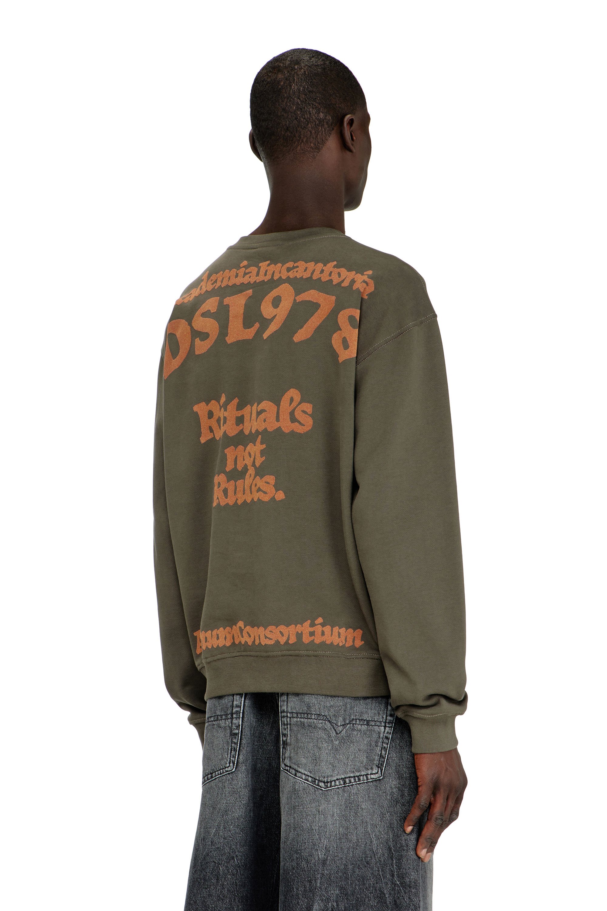 Diesel - S-NORM-AA4, Male's プルオーバースウェット in ミリタリーグリーン - 4
