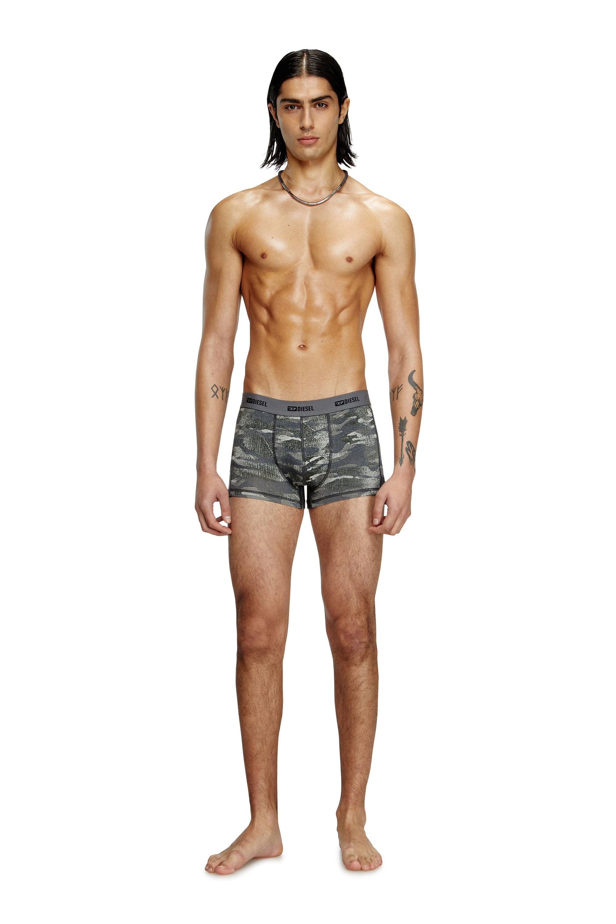 Diesel - DAMIEN-UTLT-3PACK, Male's 3-pack of boxer briefs plain and camo in ブラック/グレー - 3