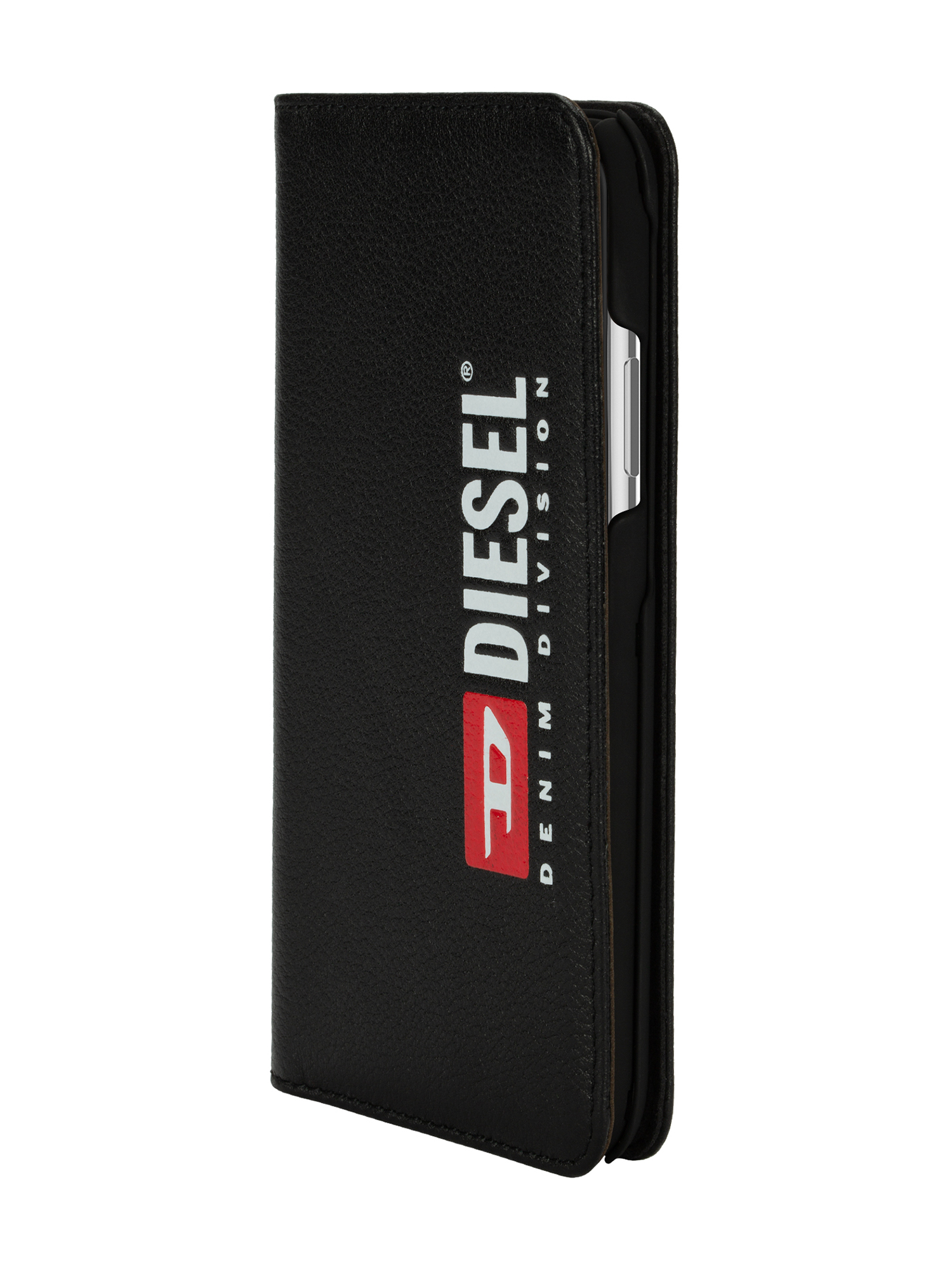 Diesel - DIESEL 2-IN-1 FOLIO CASE FOR IPHONE XS MAX, Unisex's Black leather printed and debossed logo case, iPhone XS MaX in ブラック - 3