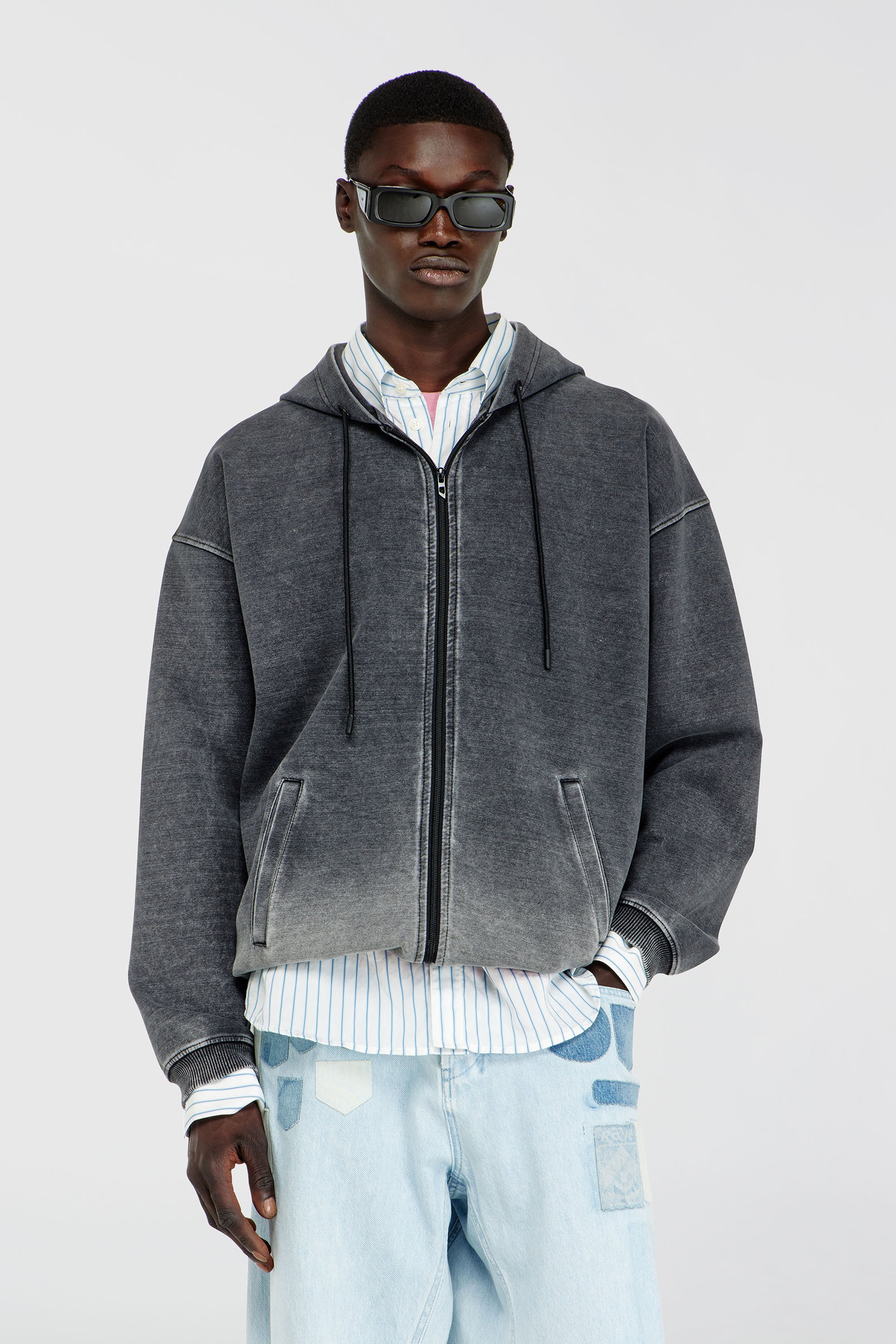 Diesel - S-HERMY-ZIP, Male's ジップアップパーカー in ダークグレー - 1