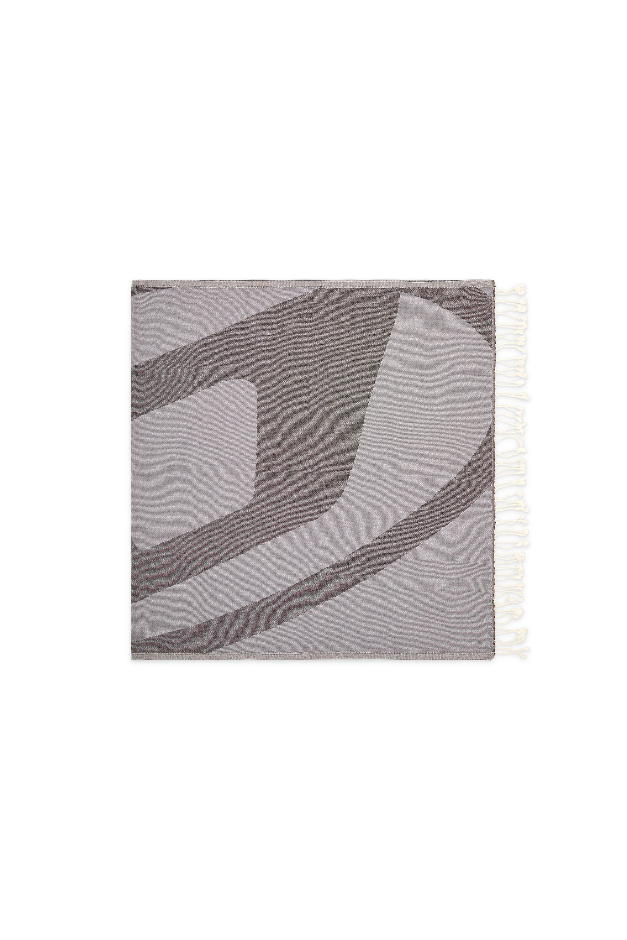 Diesel - D-WRAP-TOWEL, Male's Fringed beach towel with Oval D logo in グレー - 2