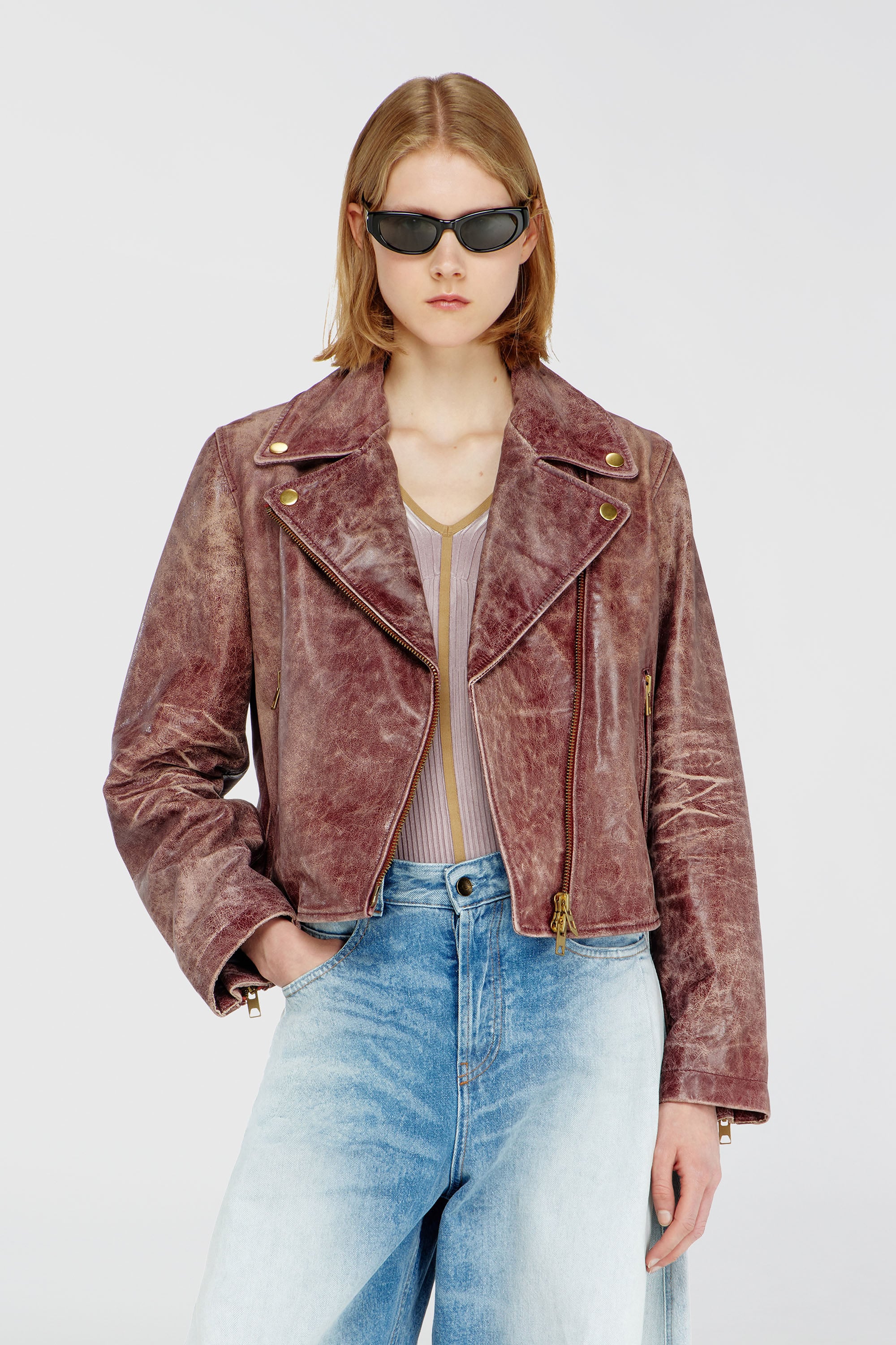 Diesel - L-UNATIC-T1, Female's レザージャケット in ブラウン - 1