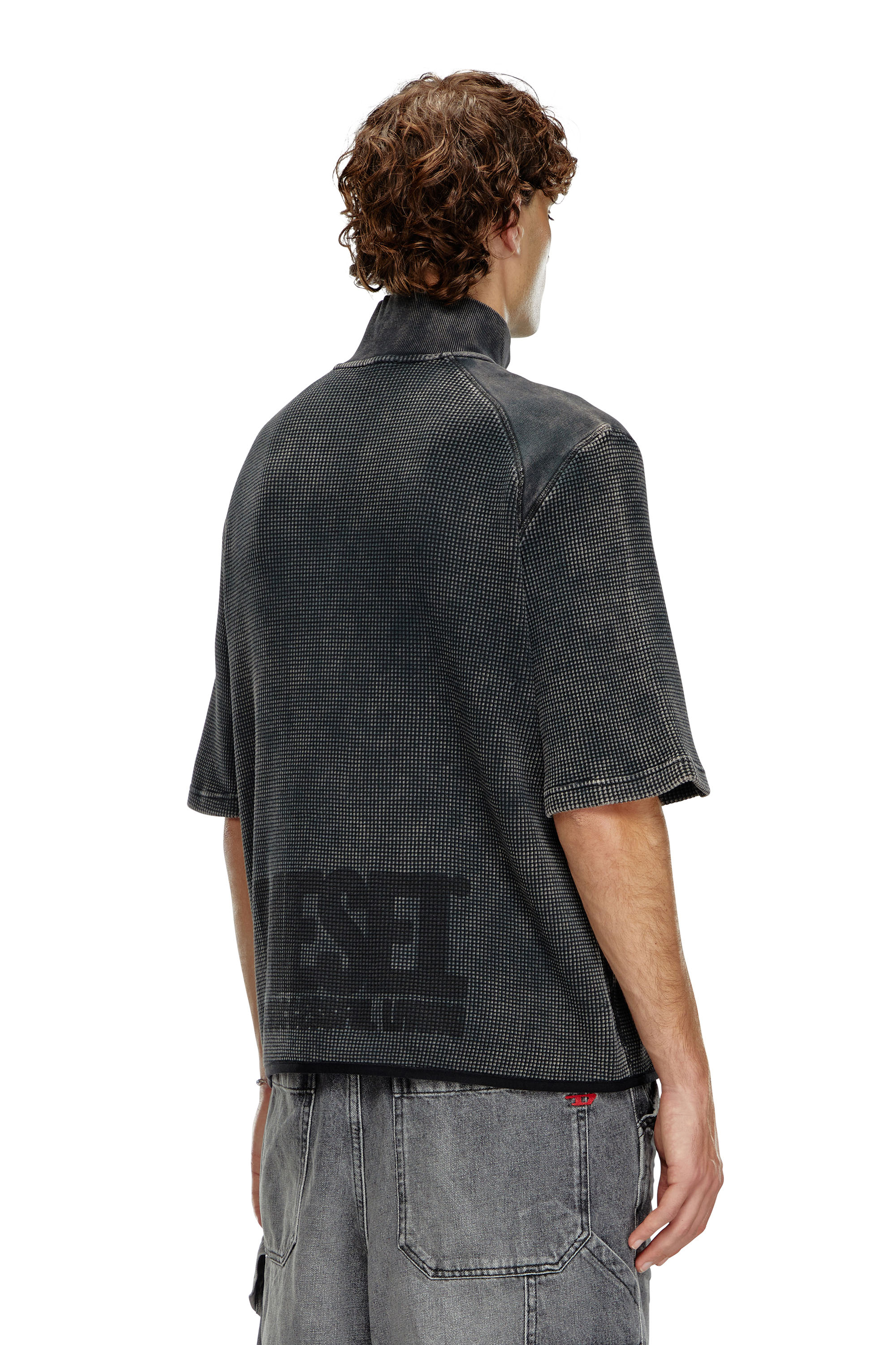 Diesel - S-WAFCOOL, Male's Short-sleeve waffle-knit sweatshirt in ブラック - 4
