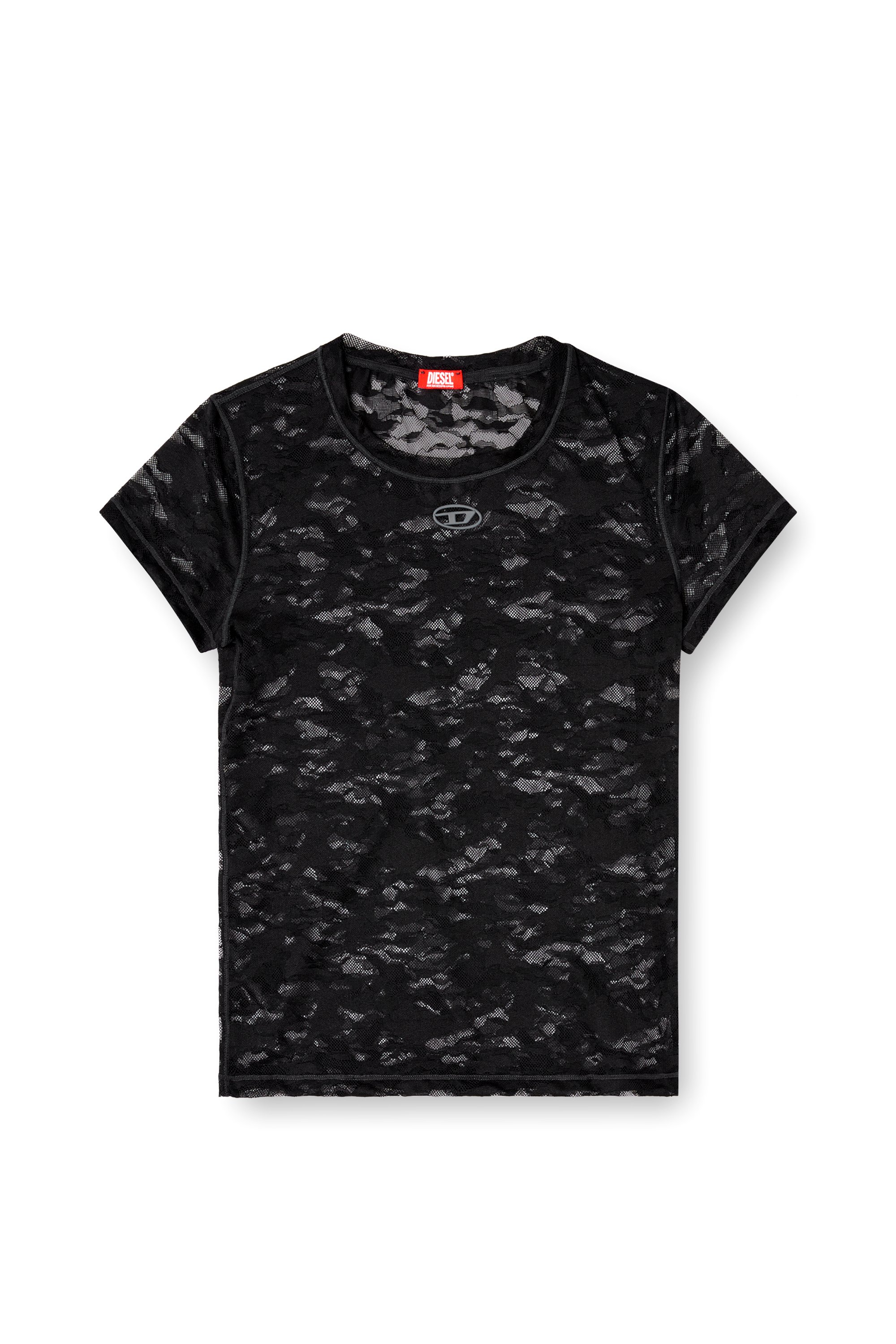 Diesel - KASIA-UTLT, Female's Camo lace T-shirt in ブラック - 4