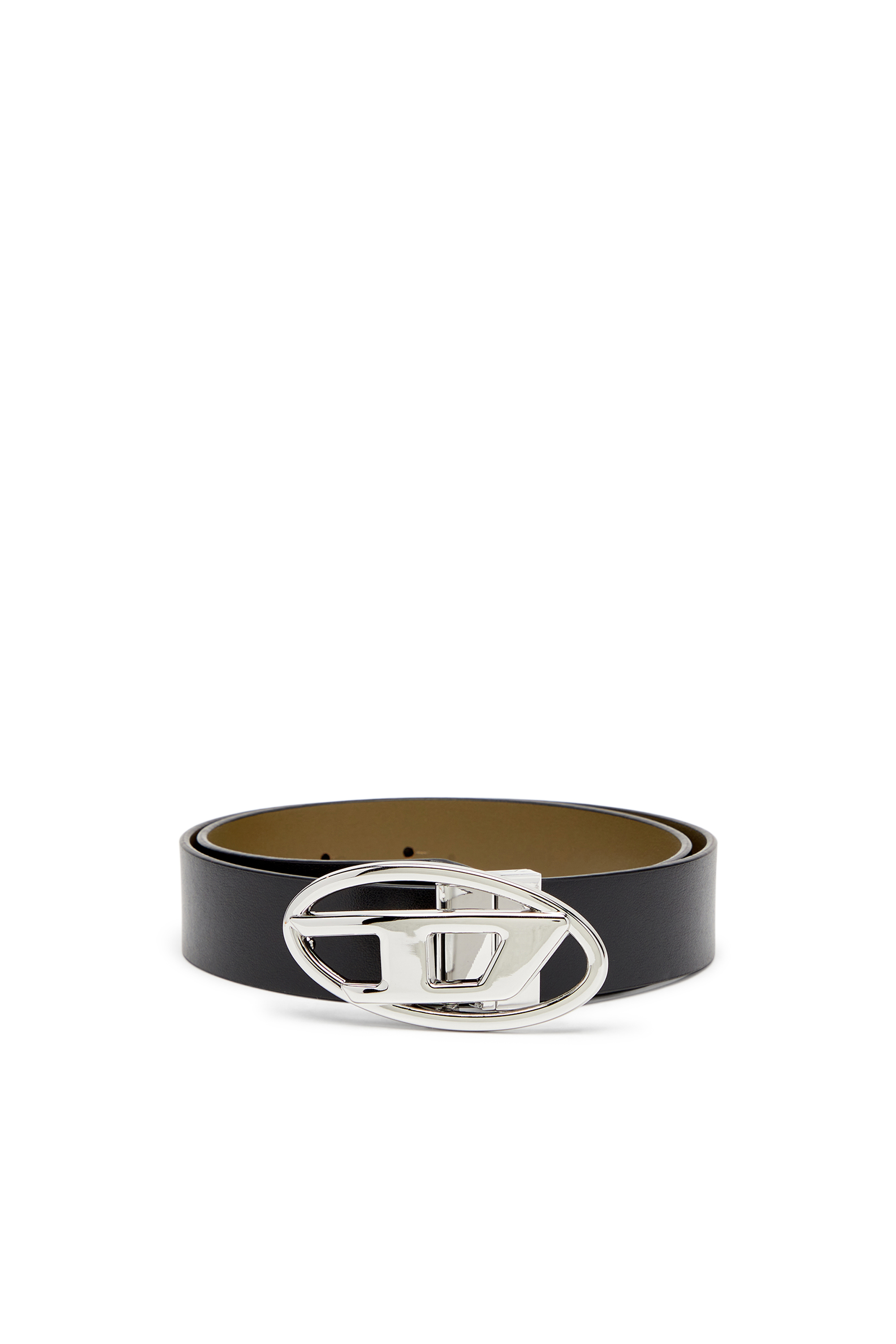 Diesel - B-1DR W REV II 30, Female's 3cm reversible leather belt with Oval D buckle in ブラック/グリーン - 1