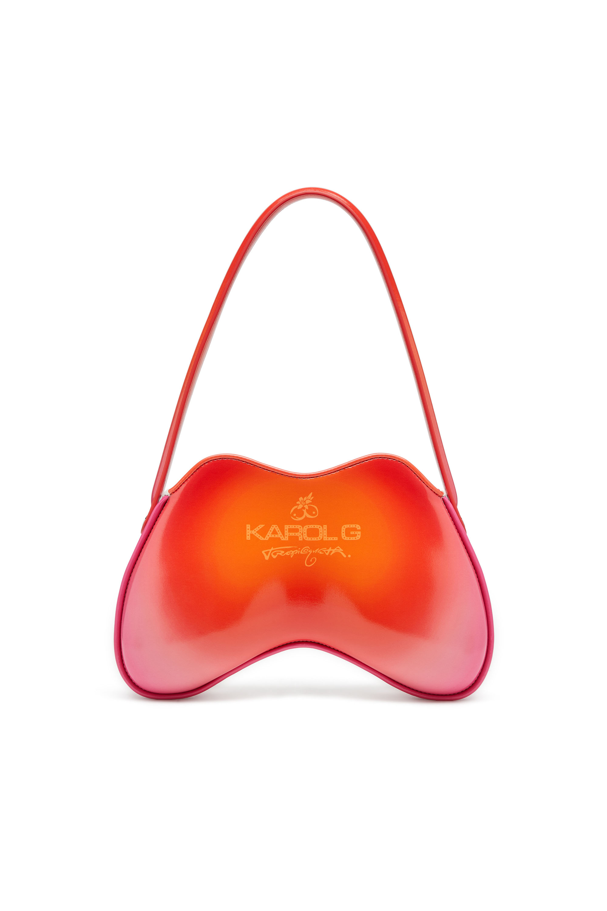 Diesel - K.G. DOUBLE-D SHOULDER, Female's Double-D-Glossy shoulder bag with lotus print in ホワイト/ピンク - 3