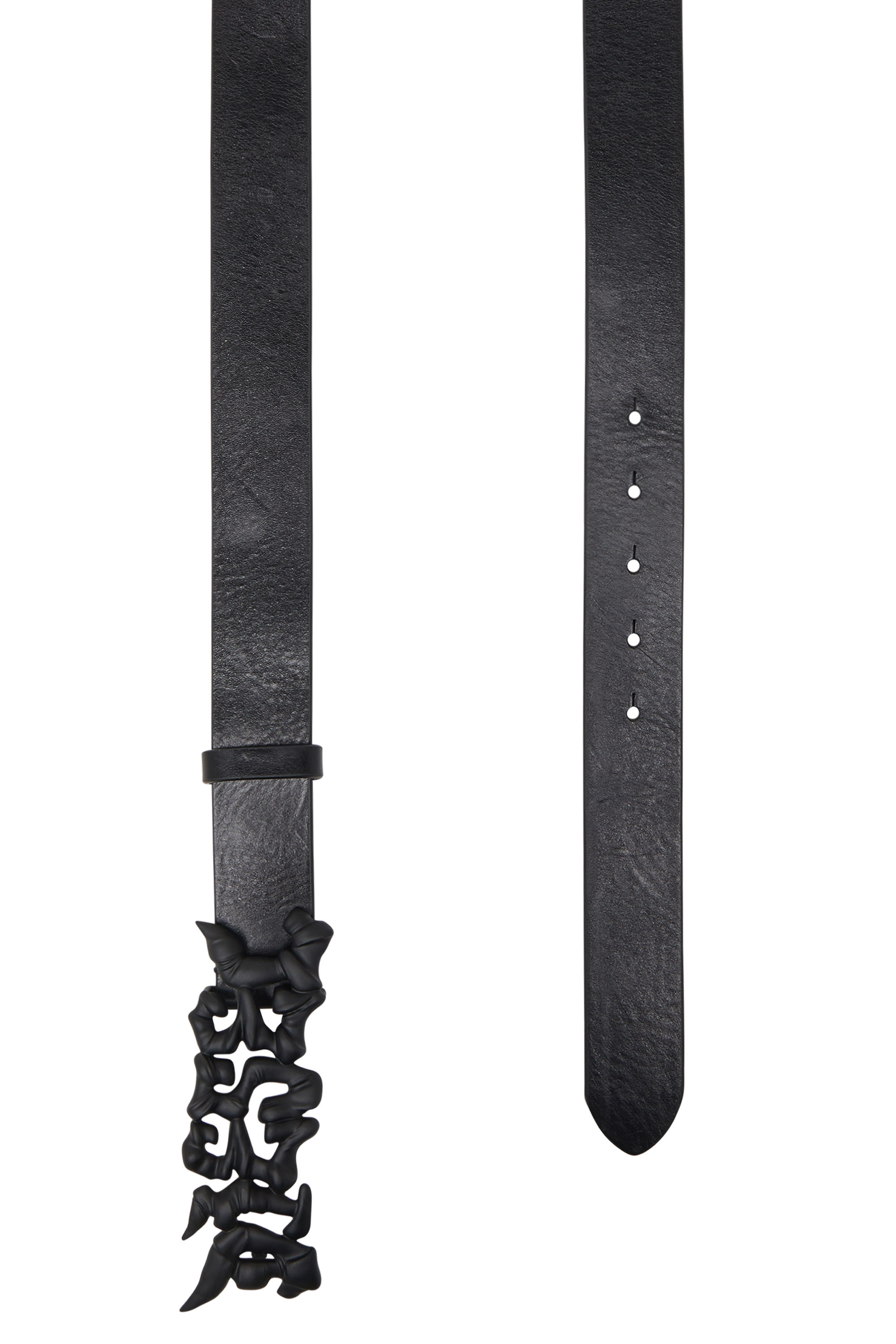 Diesel - B-GRAFFITI, Unisex's 3.5cm pull-up leather belt with graffiti buckle in ブラック - 2