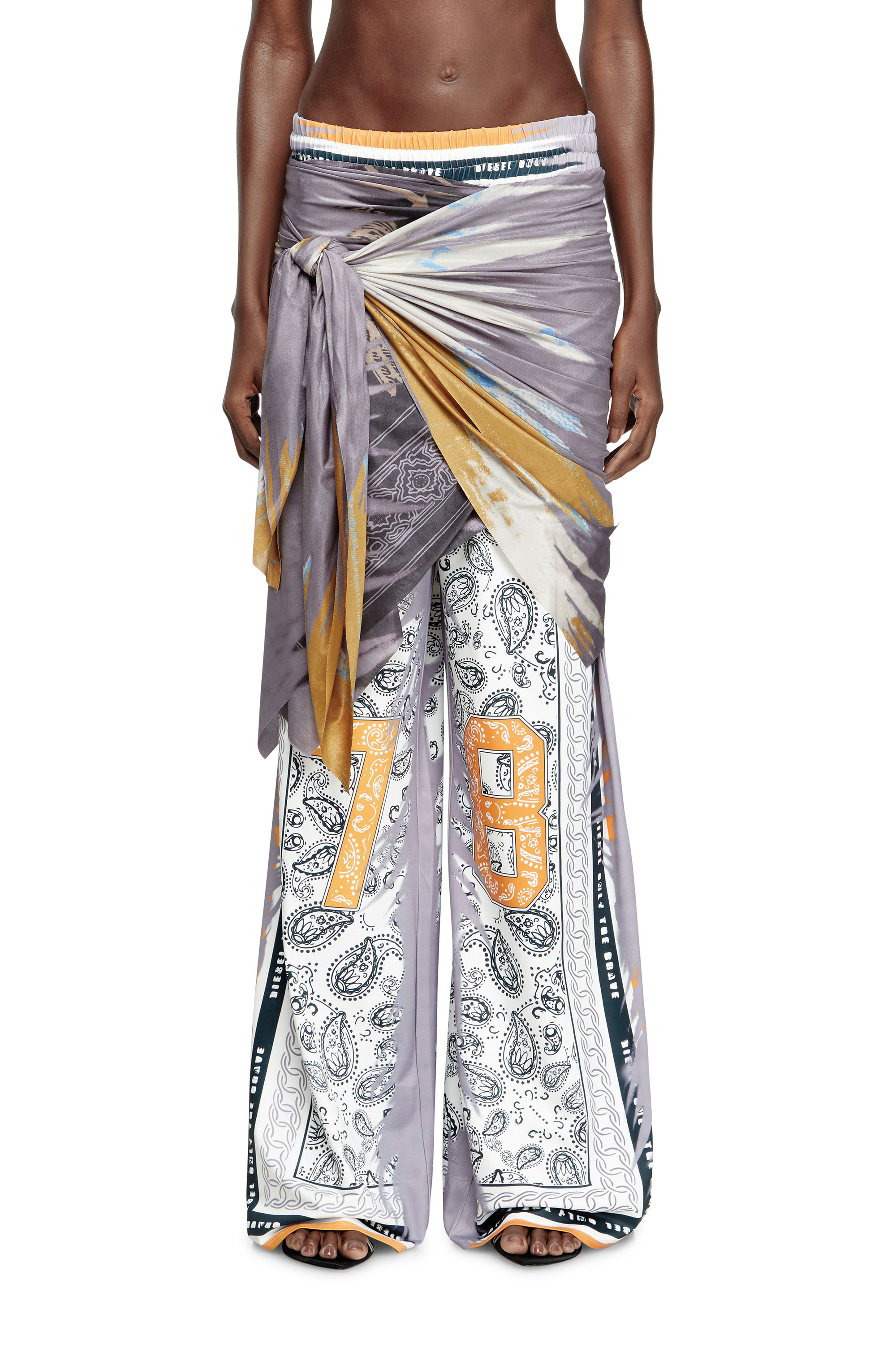 Diesel - P-FRIZZA, Unisex's Hybrid pants with bandana overlay in グレー/ホワイト - 3