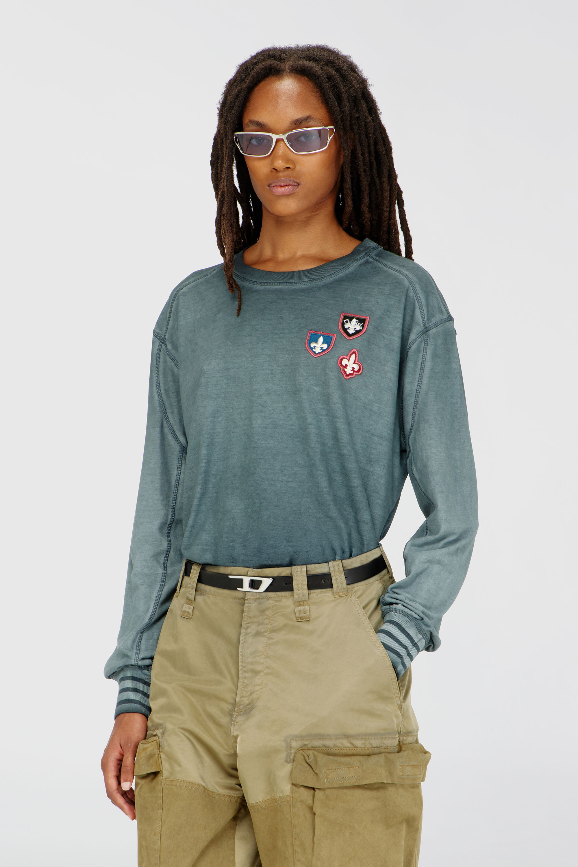 Diesel - T-BAWYE-LS, Female's 長袖Tシャツ in ダークグリーン - 3