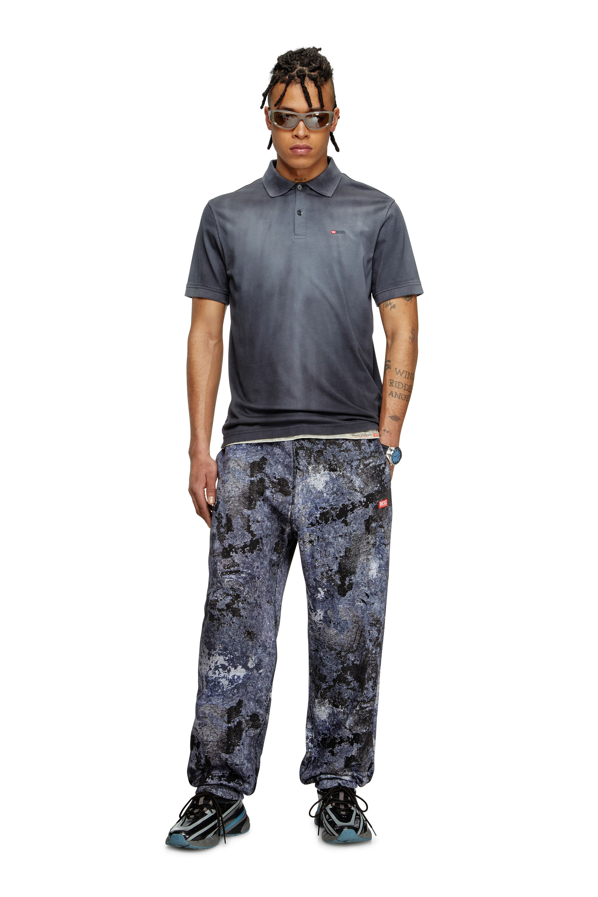 Diesel - T-REJUST-R3, Male's Jersey polo shirt with logo embroidery in ブラック - 2