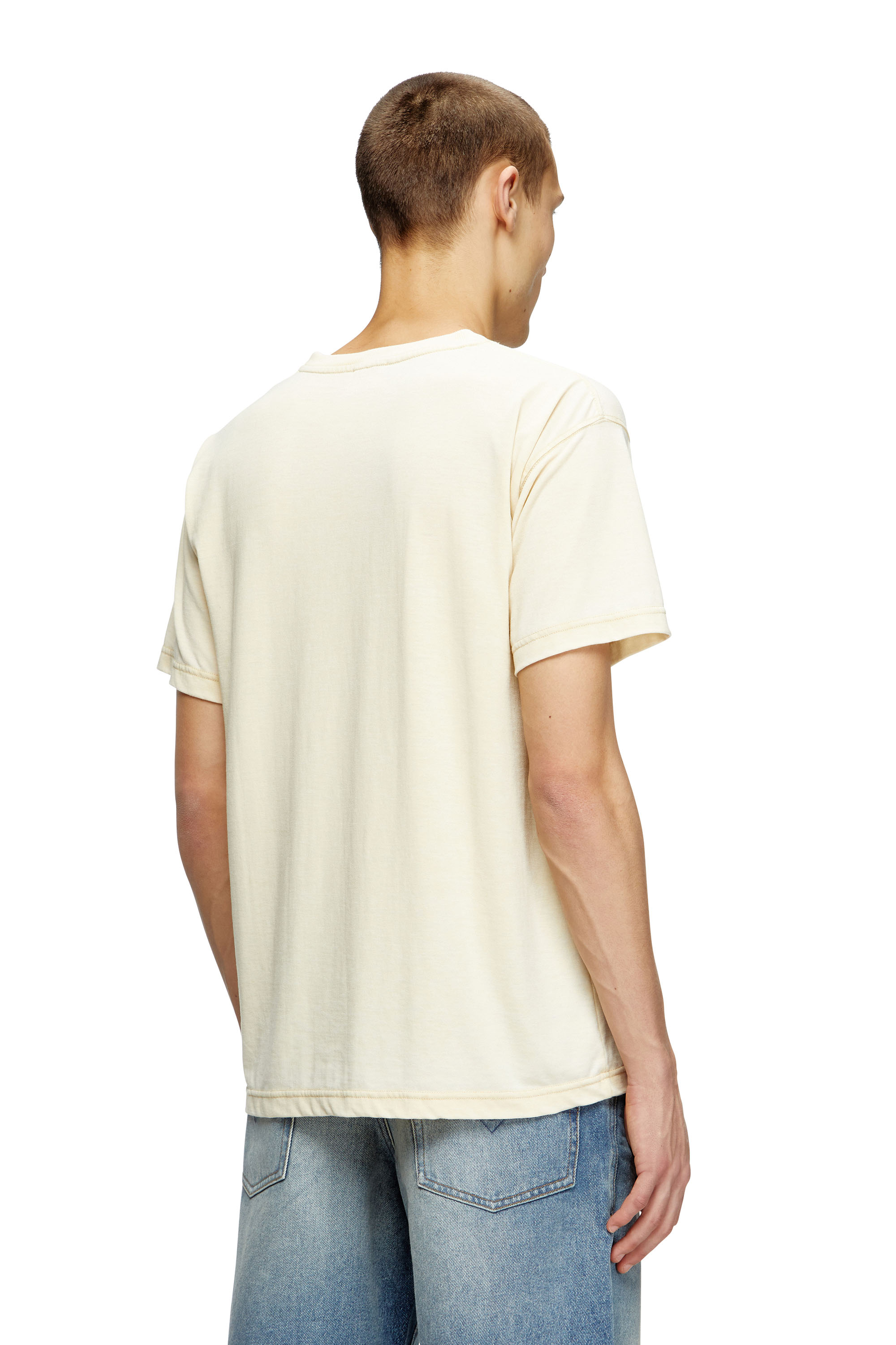 Diesel - T-NORM-T2, Male's Slogan T-shirt with burnout wash in ベージュ - 4