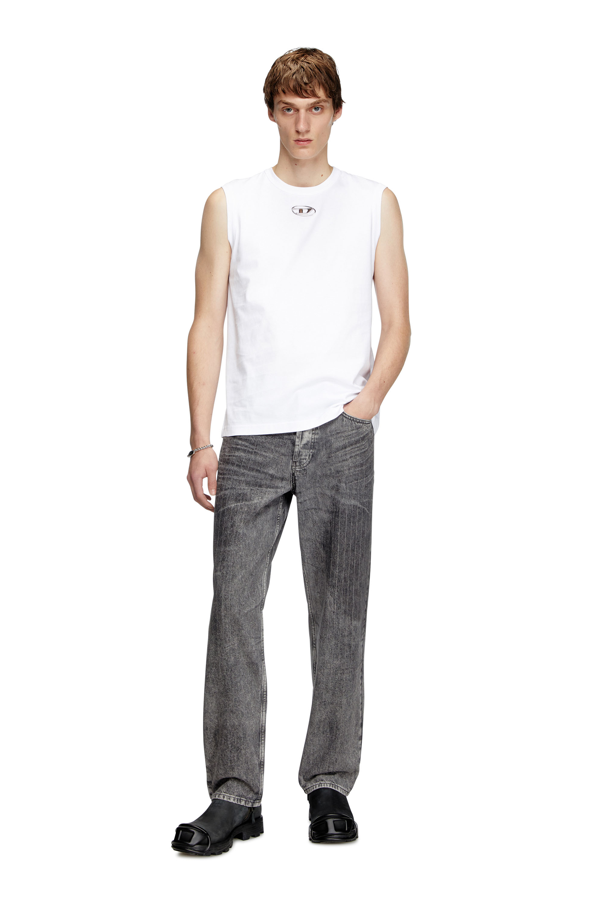 Diesel - T-BISCO-OD, Male's Tank top with metallic Oval D in ホワイト - 2