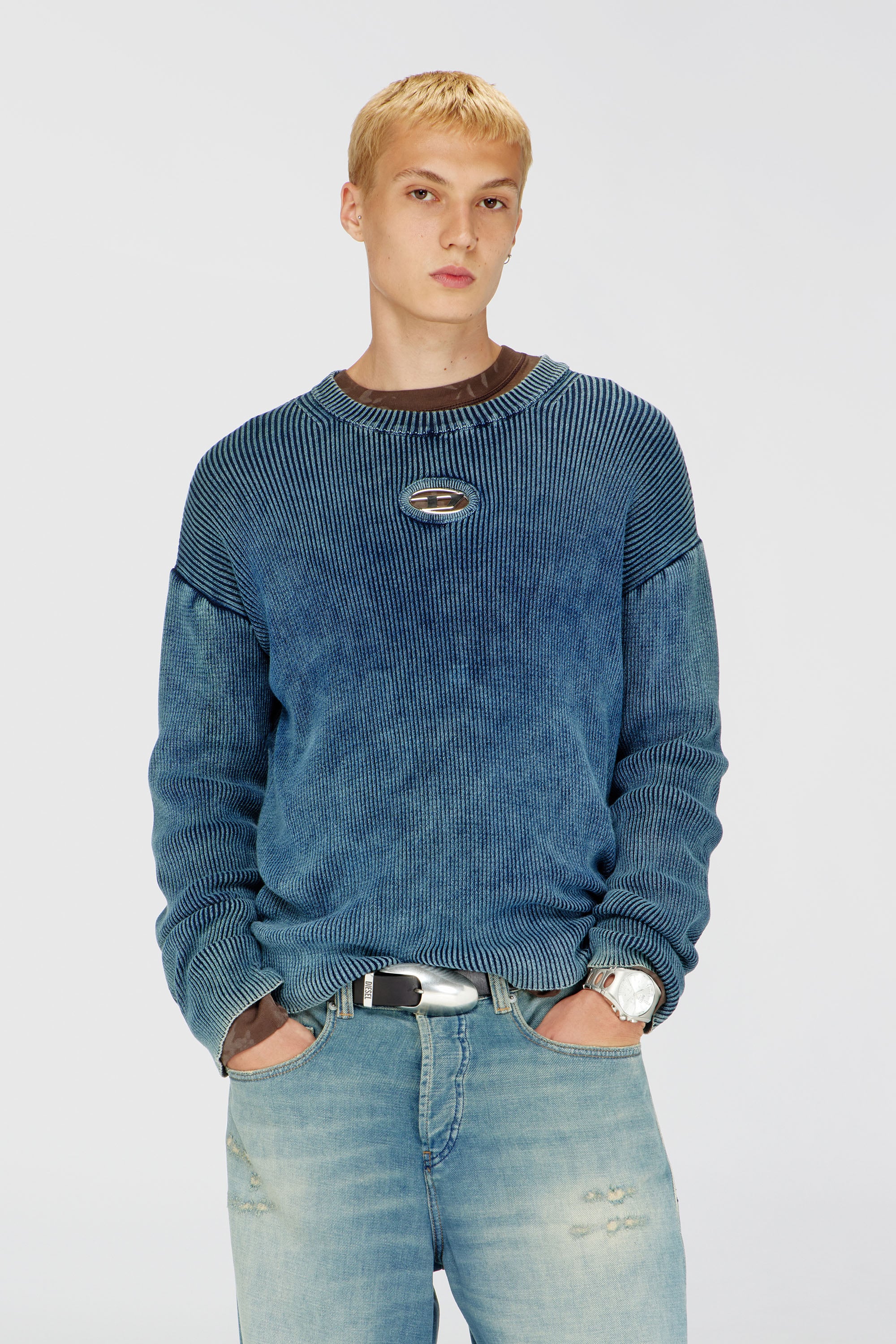Diesel - K-DARREN-D, Male's プルオーバーニット in ブルー - 1