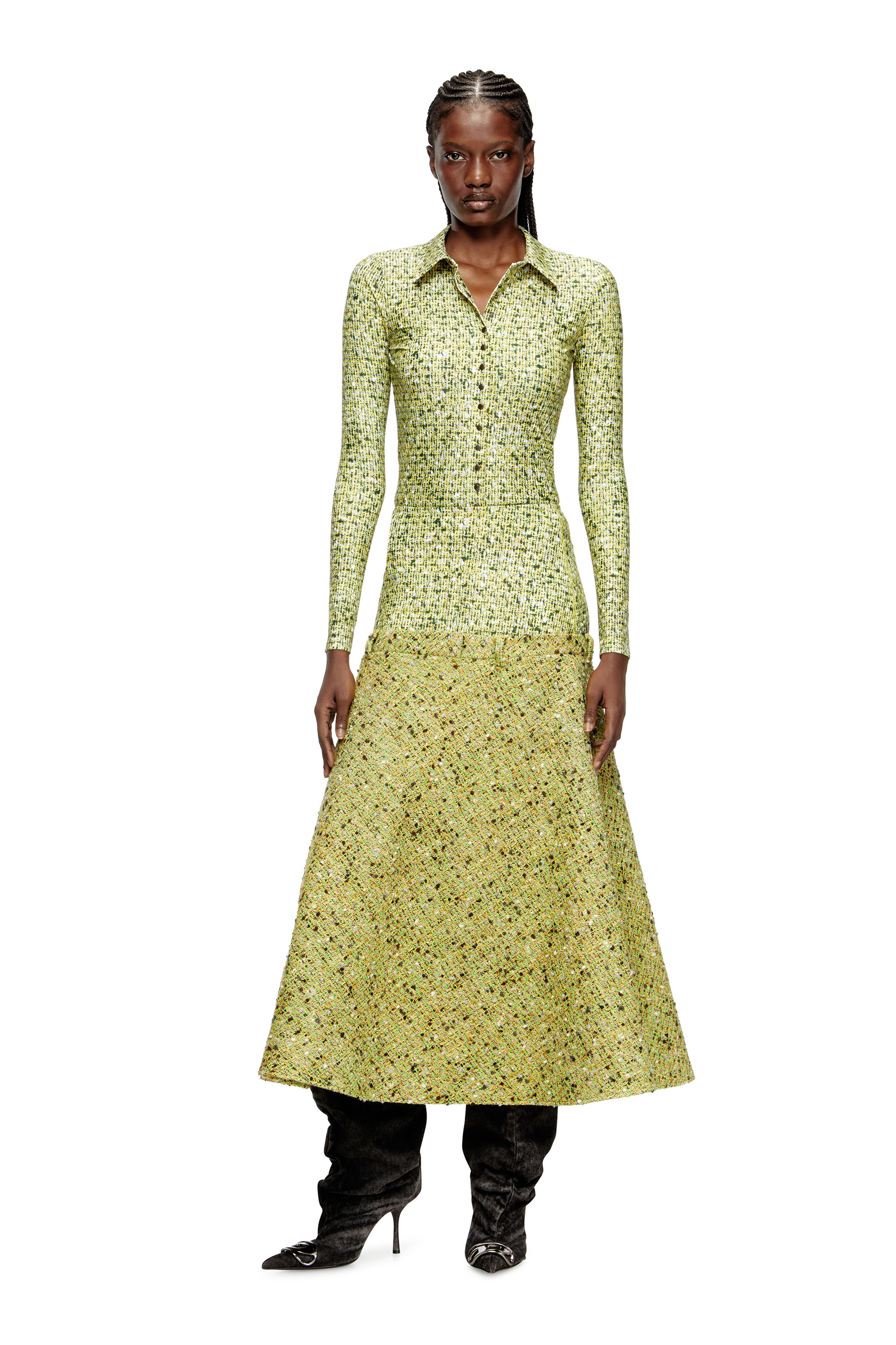 Diesel - O-GRACE-MIX, Female's Bouclé skirt with lycra waist in グリーン - 1