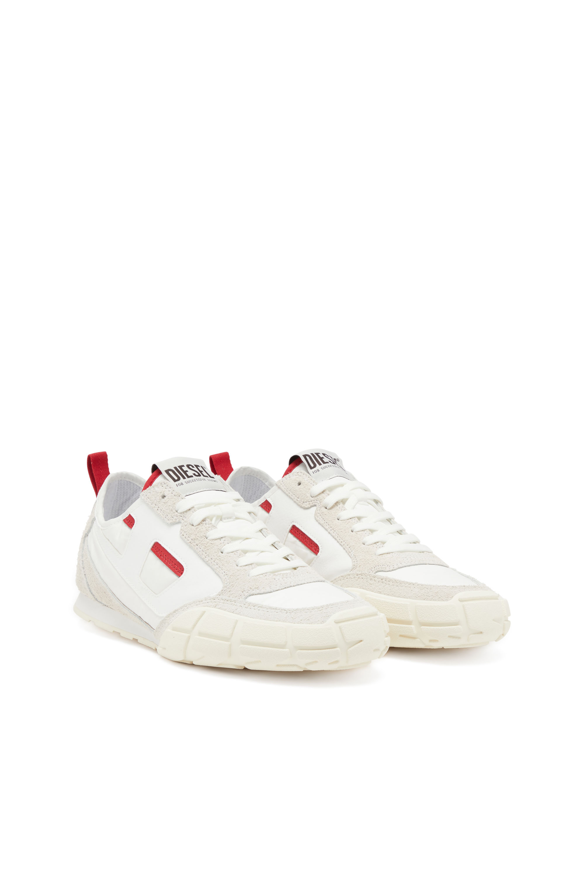 Diesel - S-PAGODHA LOW, Male's Sneakers in leather, suede and ripstop in ホワイト/レッド/ブルー - 2