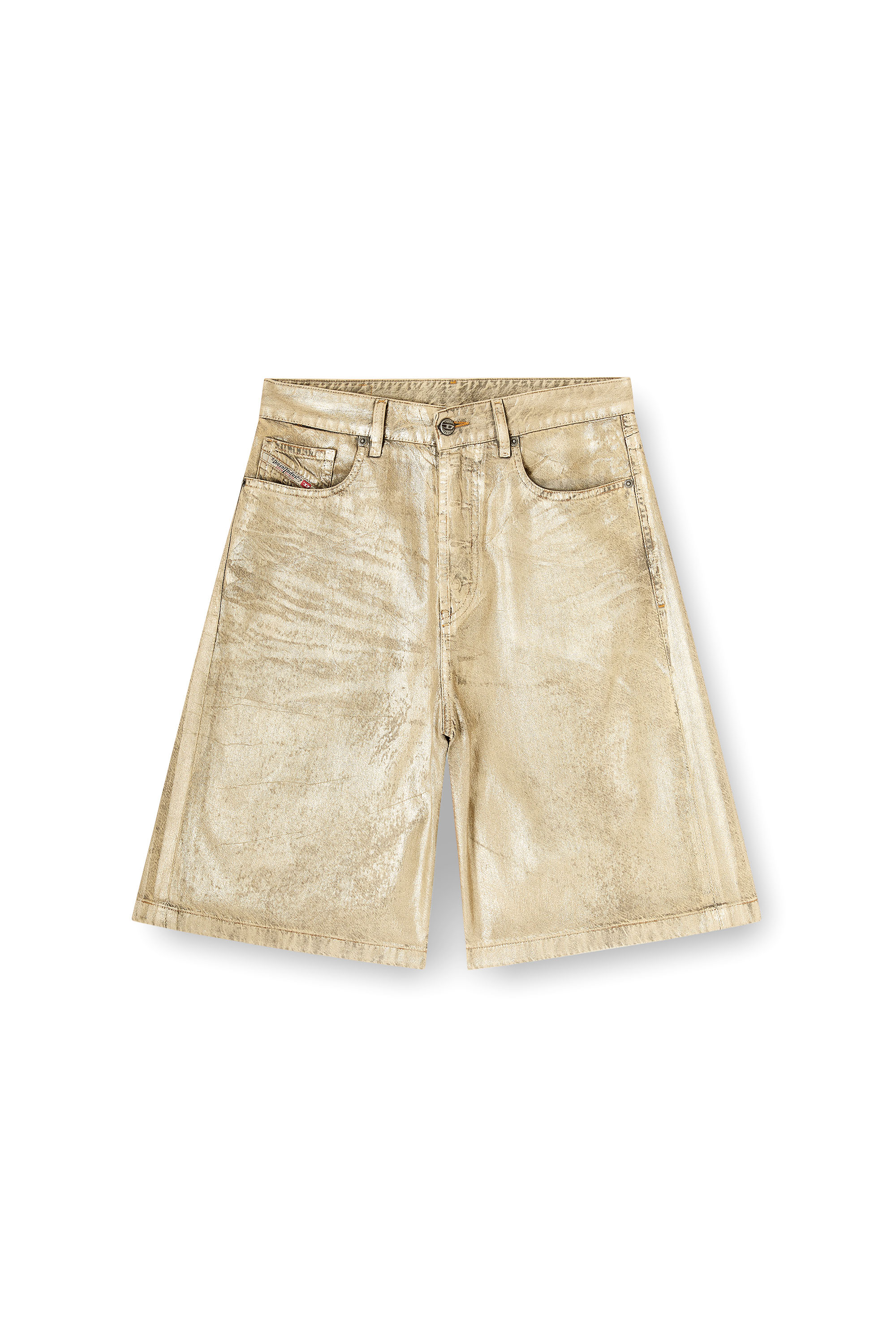 Diesel - Dile_Luna Shorts, Female's Shorts in distressed metallic denim in ゴールド - 3