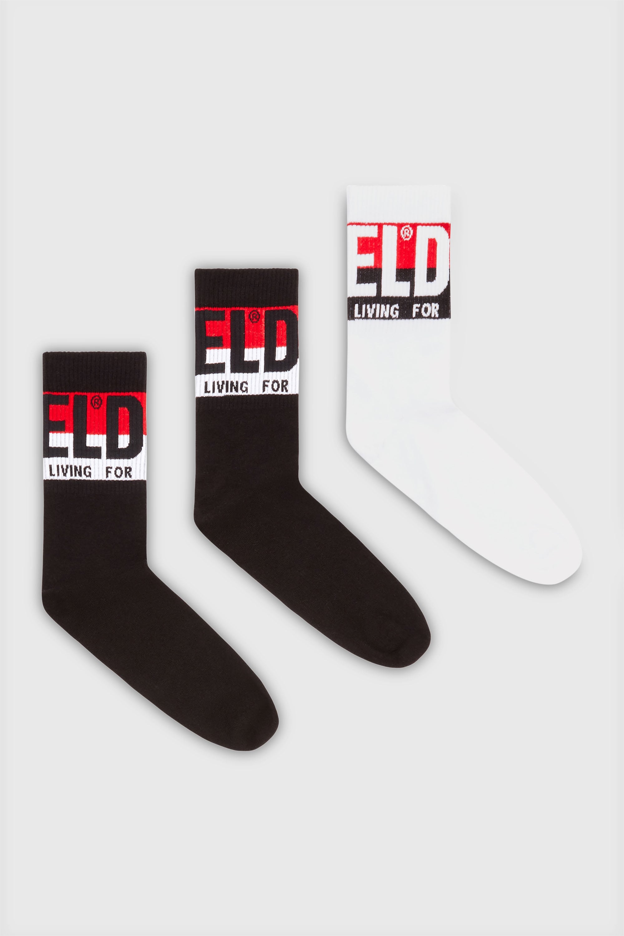 Diesel - SKM-RAY-THREEPACK, Male's ソックス 3枚パック in ブラック/ホワイト - 1