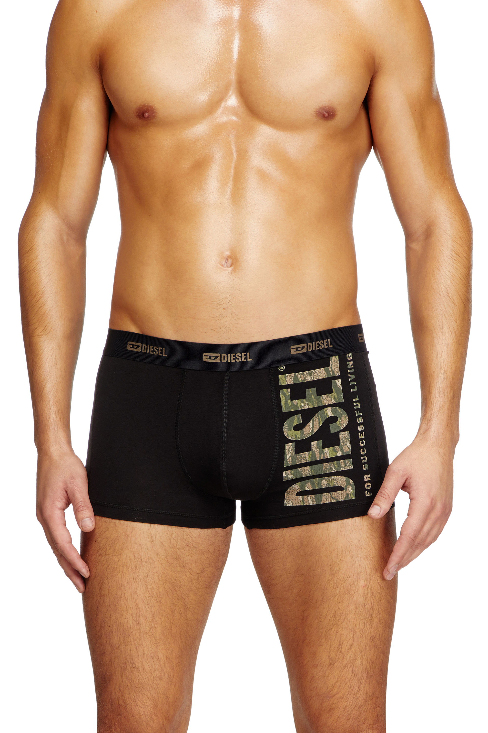 Diesel - DAMIEN-UTLT, Male's Boxer briefs with side camo logo in ブラック/グリーン - 2