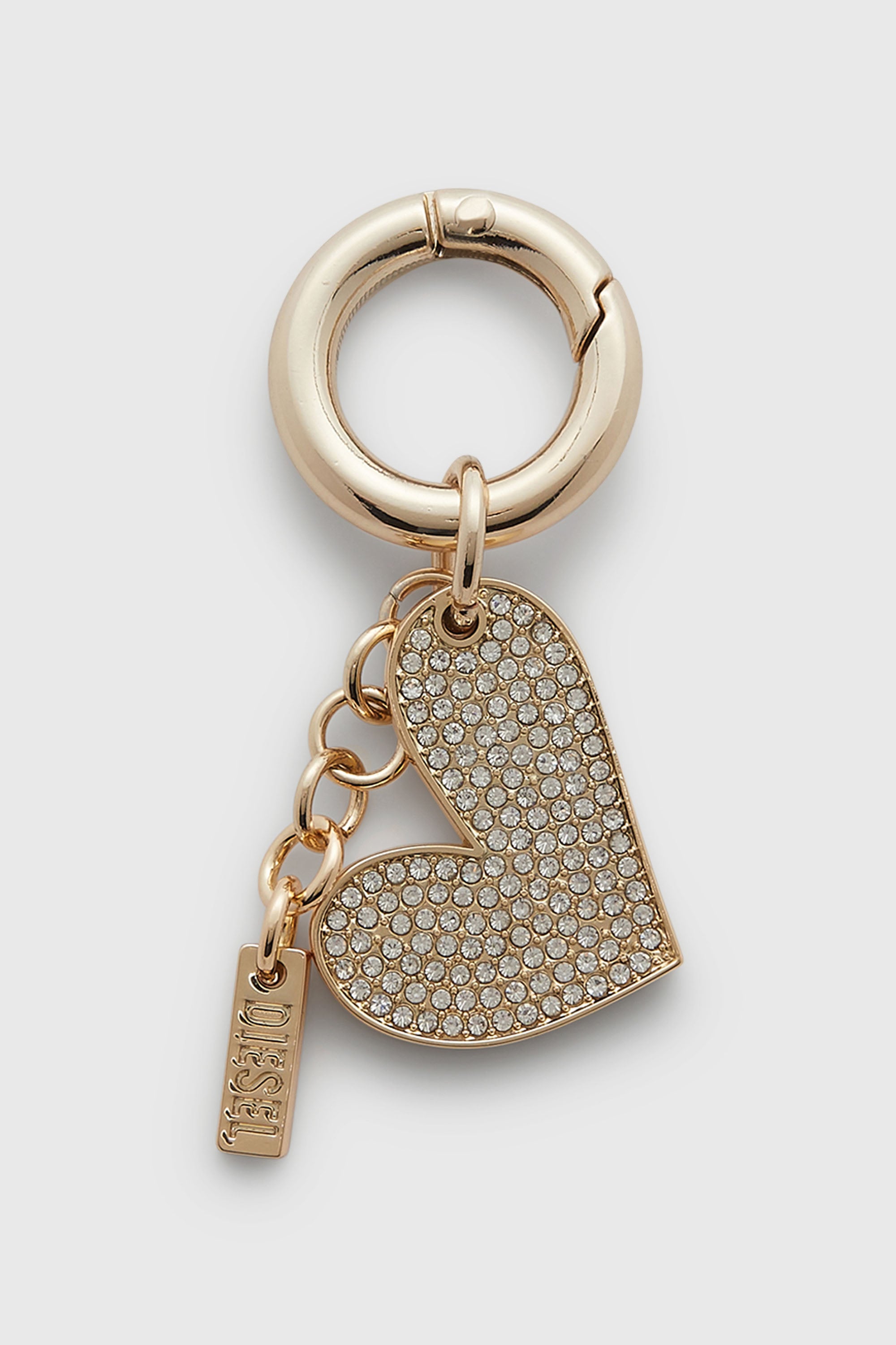 Diesel - CHARM-HEART, Female's Metal heart charm with rhinestones in ゴールド - 1