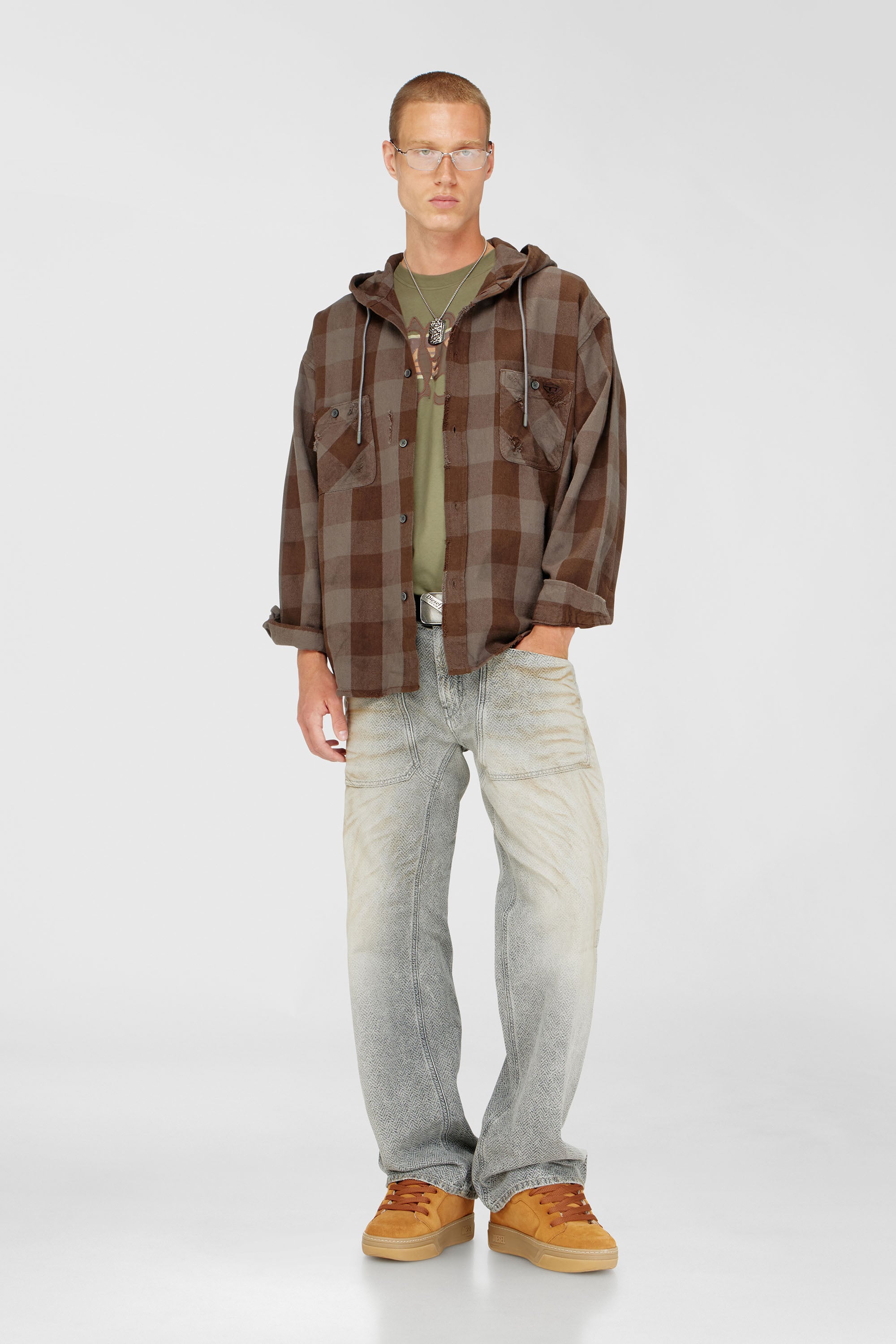 Diesel - S-DRUM-HOODY, Male's シャツ in ブラウン - 2
