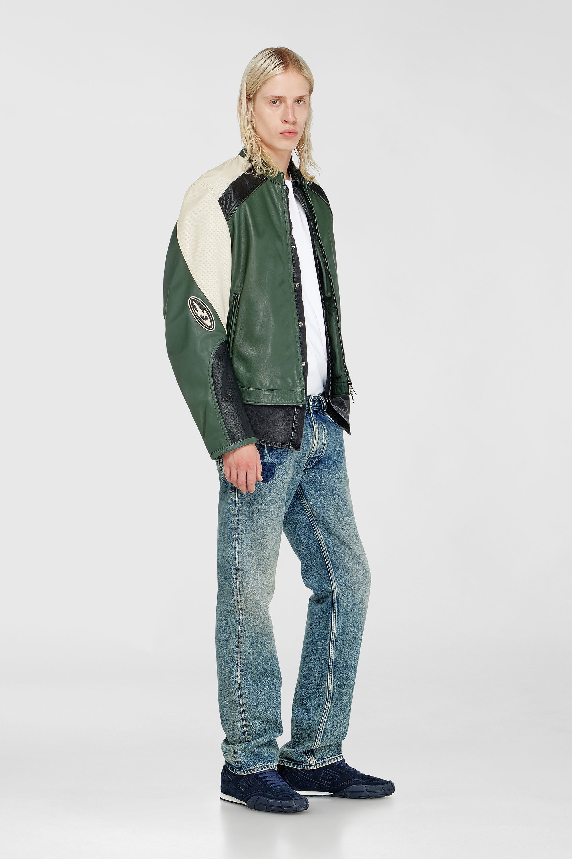 Diesel - L-AHTI, Male's レザージャケット in ベージュ/ブラック - 2