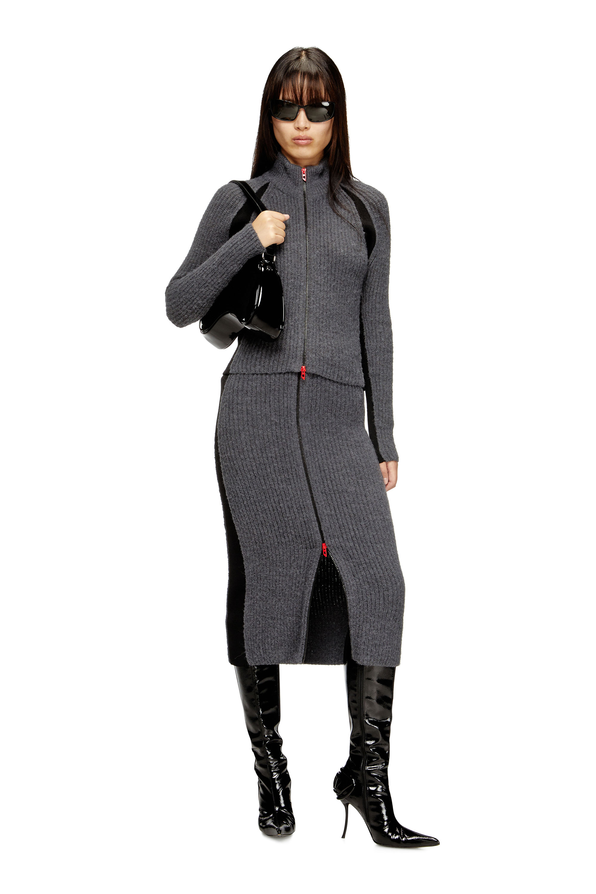 Diesel - M-LOUISE, Female's ジップカーディガン in グレー - 1