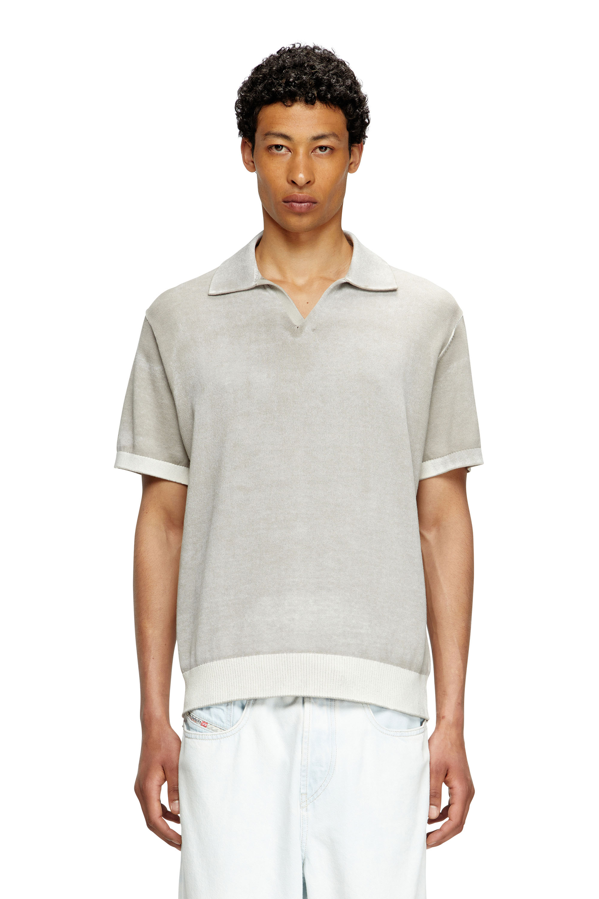 Diesel - K-LORENZO-SS, Male's Reverse-print short-sleeve polo jumper in グレー - 1