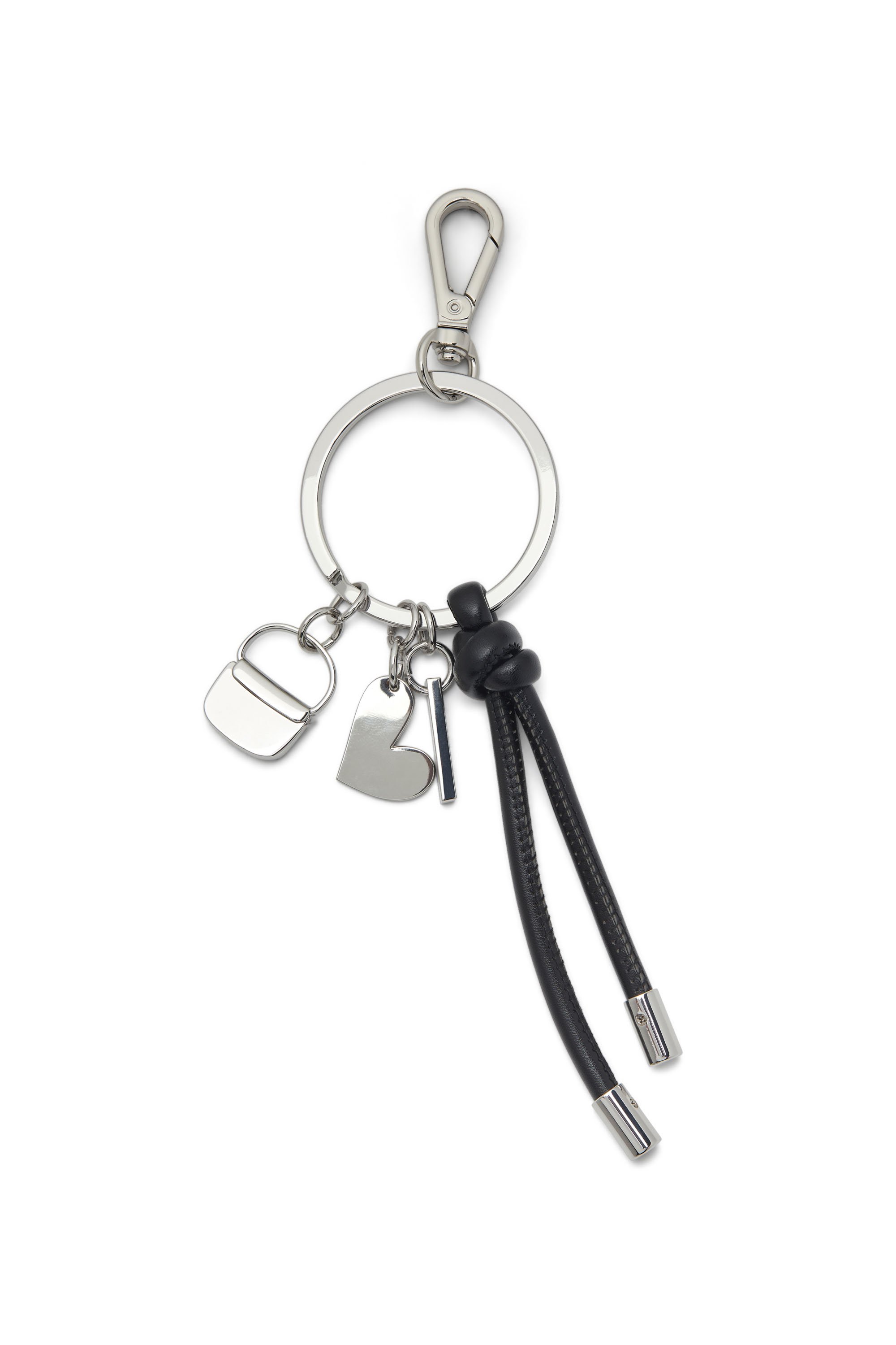 Diesel - MULTI III, Female's Keyring charm with heart and bag pendants in シルバー/ブラック - 3
