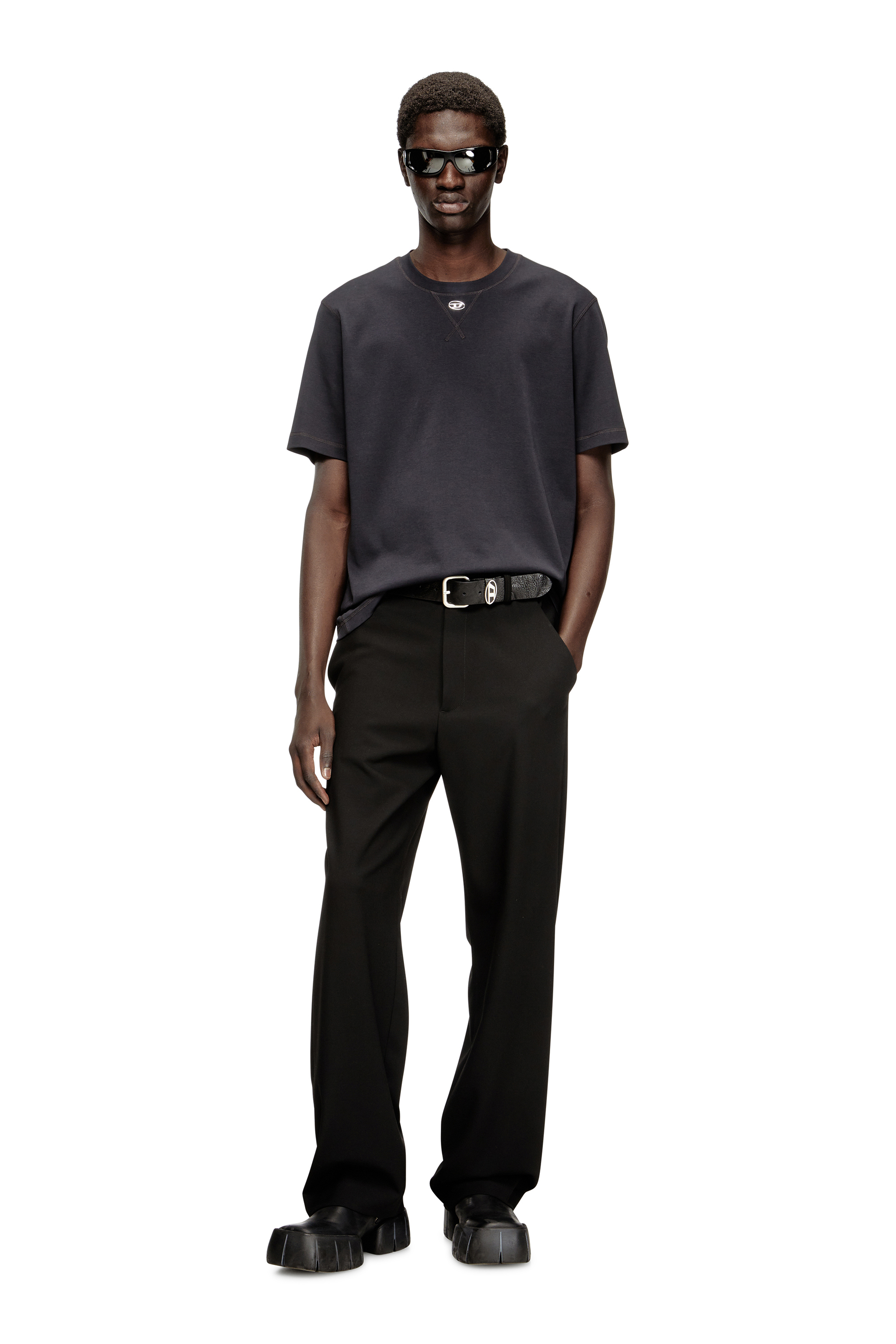 Diesel - T-MADJUST-TR, Male's Tシャツ in ダークグレー - 4