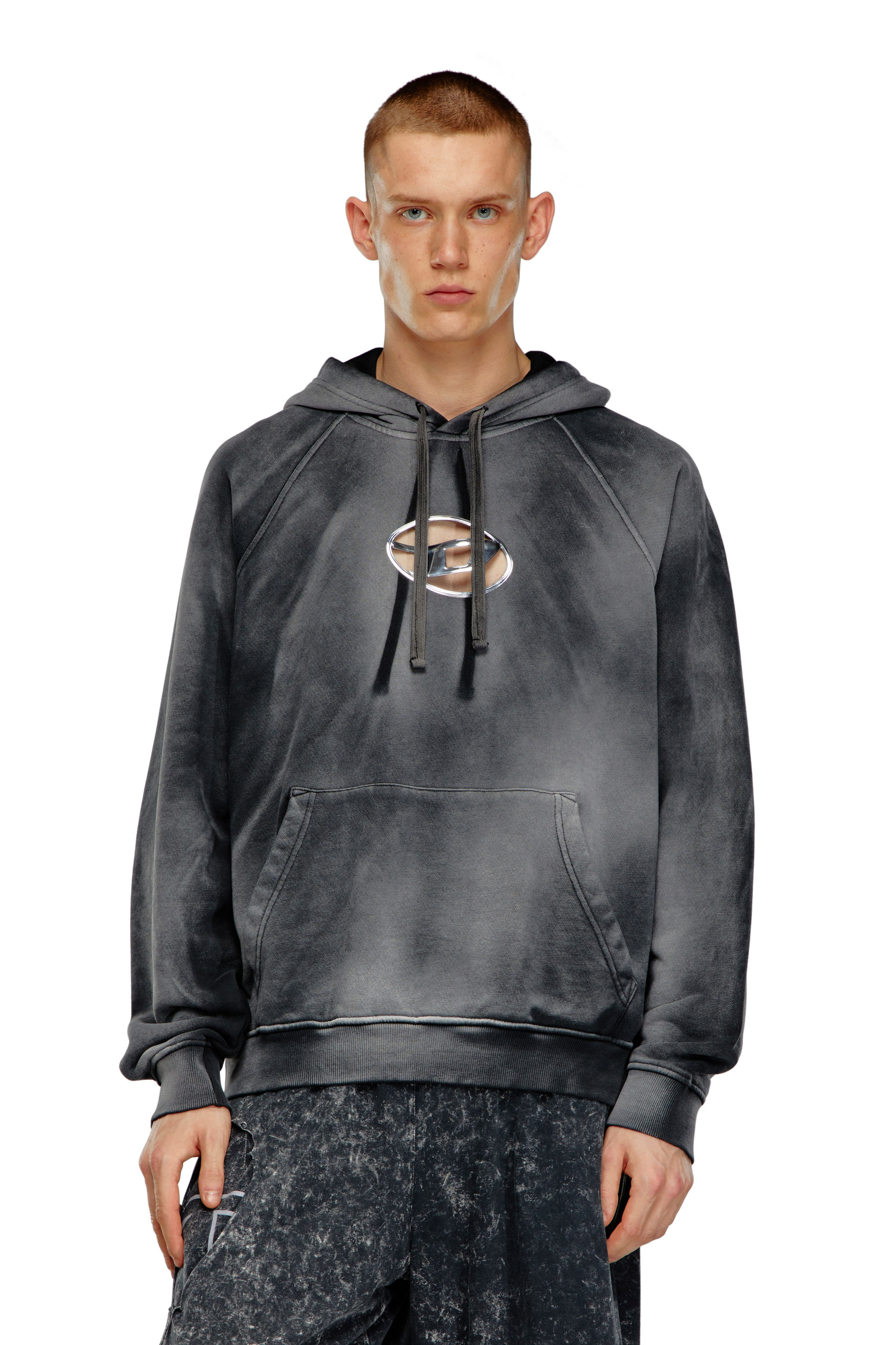 Diesel - S-ROXT-HOOD, Male's Hoodie in solarised jersey in ブラック - 3