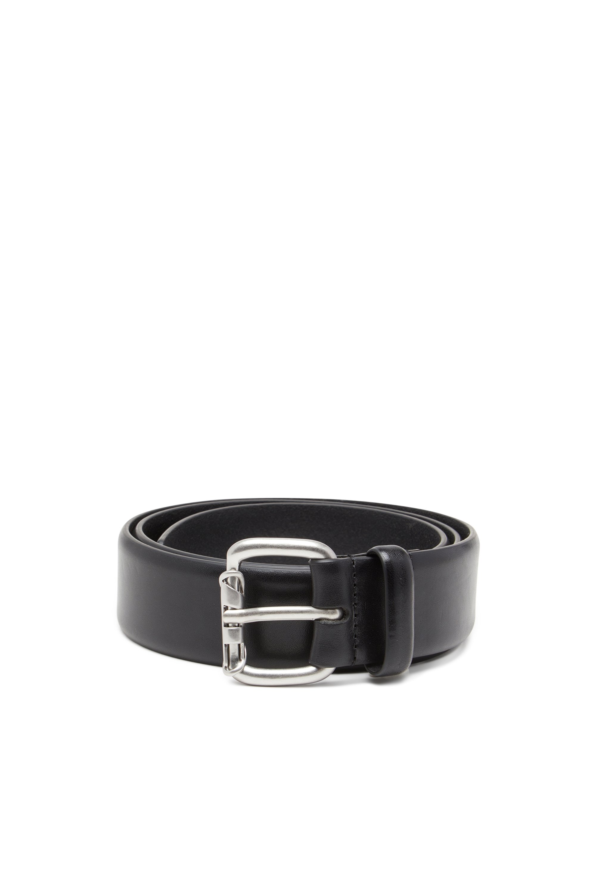 Diesel - B-GRAB, Male's 4cm leather belt with Oval D roller in ブラック - 1